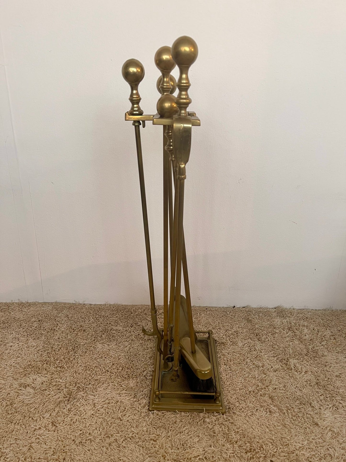 Set da camino in ottone con supporto