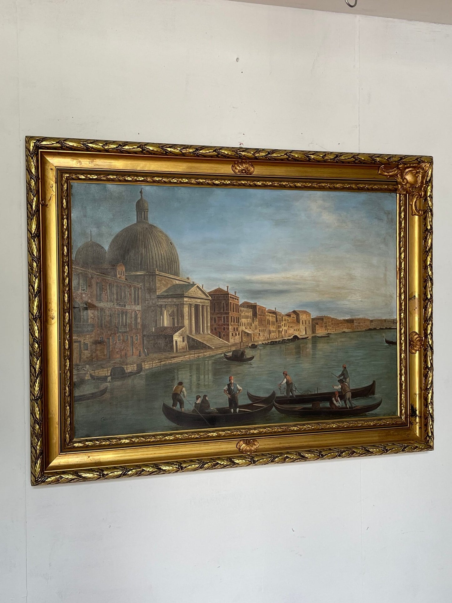 «Veduta Veneziana con Gondole: Un Capolavoro del Passato»