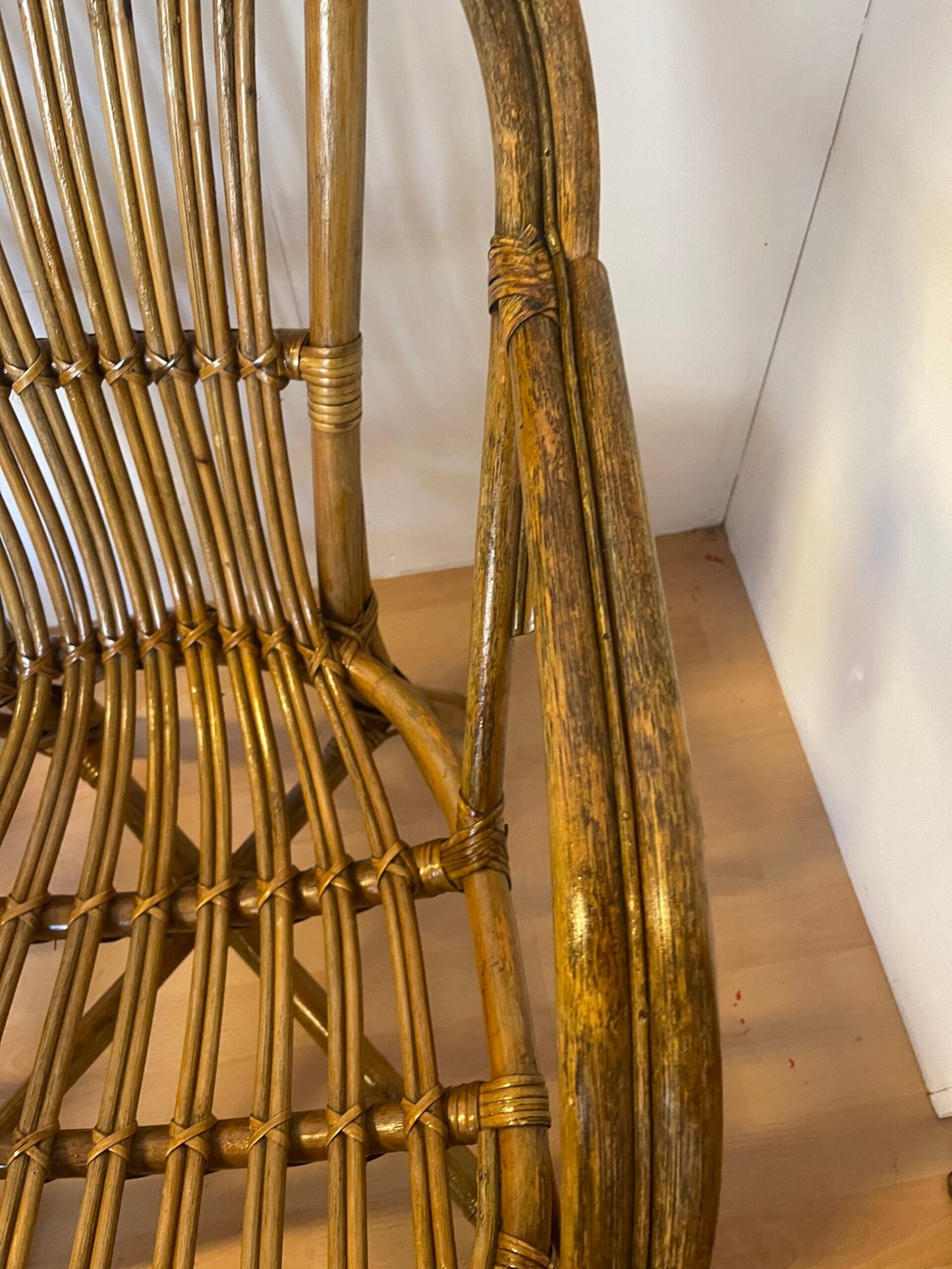 Coppia di sedie vintage in bambù e rattan