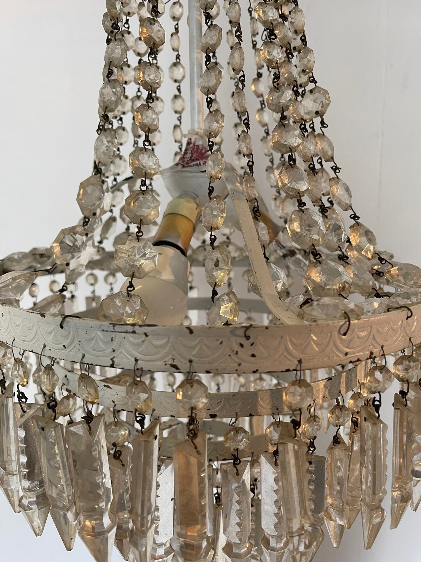 Lampario elegante in ottone e cristallo