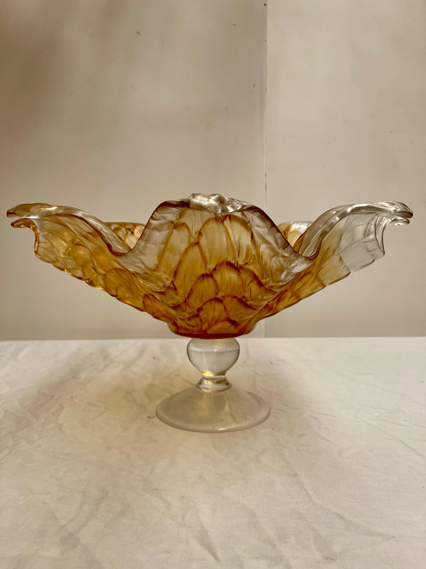 Bellisimo centrotavola in vetro di mura italiano vintage by Domenico Rugiano