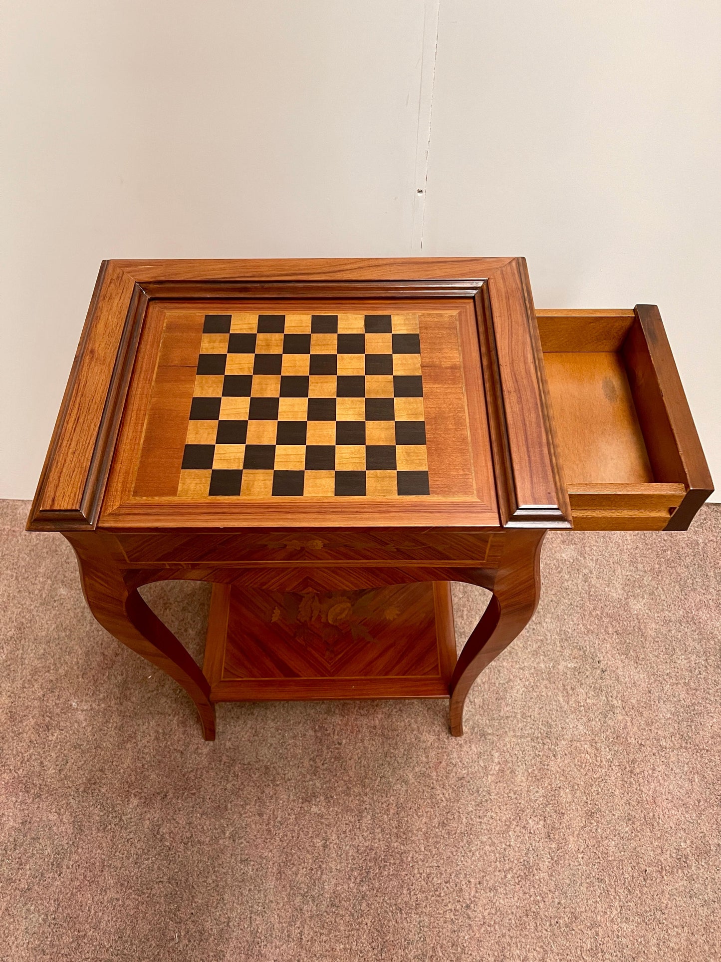 Tavolino da gioco per scacchi in legno Gueridon stile napoleon iii