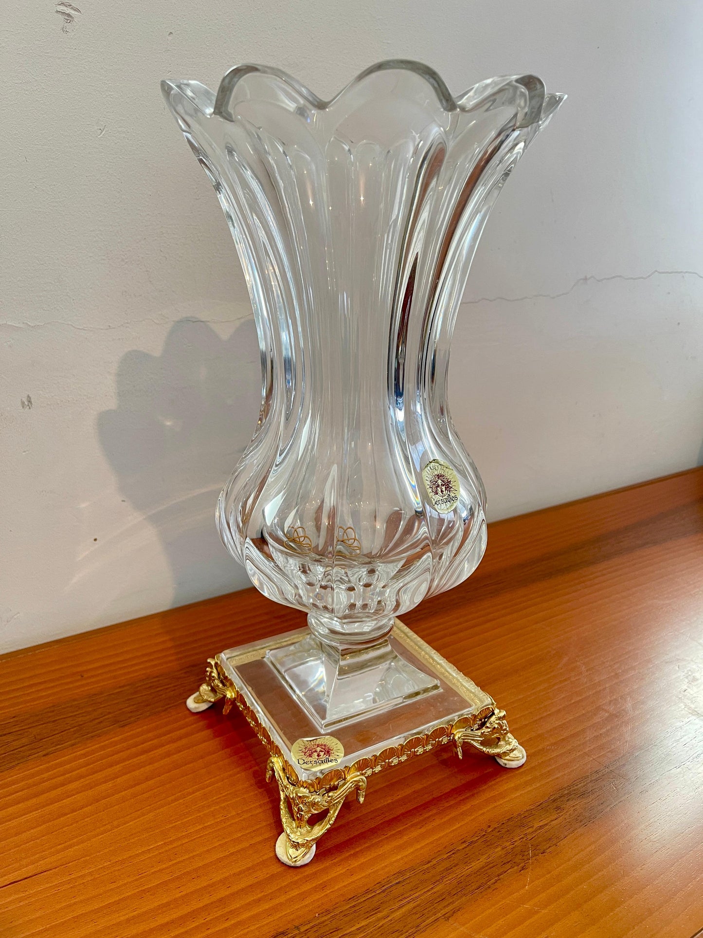 Vaso in cristallo trasparente stile Art vannes 1950