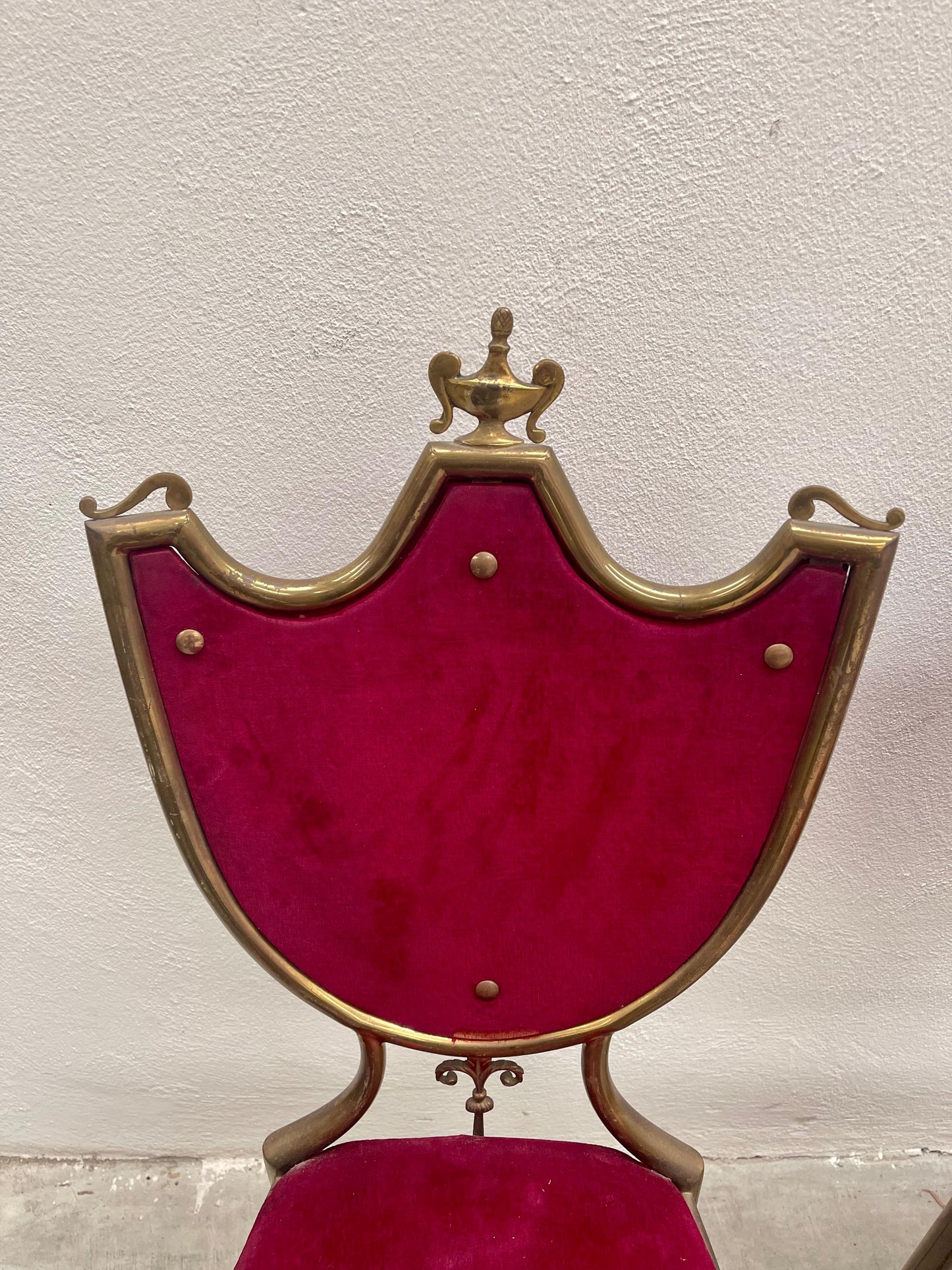 Set di 4 sedie antiche in ottone chivari in stile classico lago di como anni '40