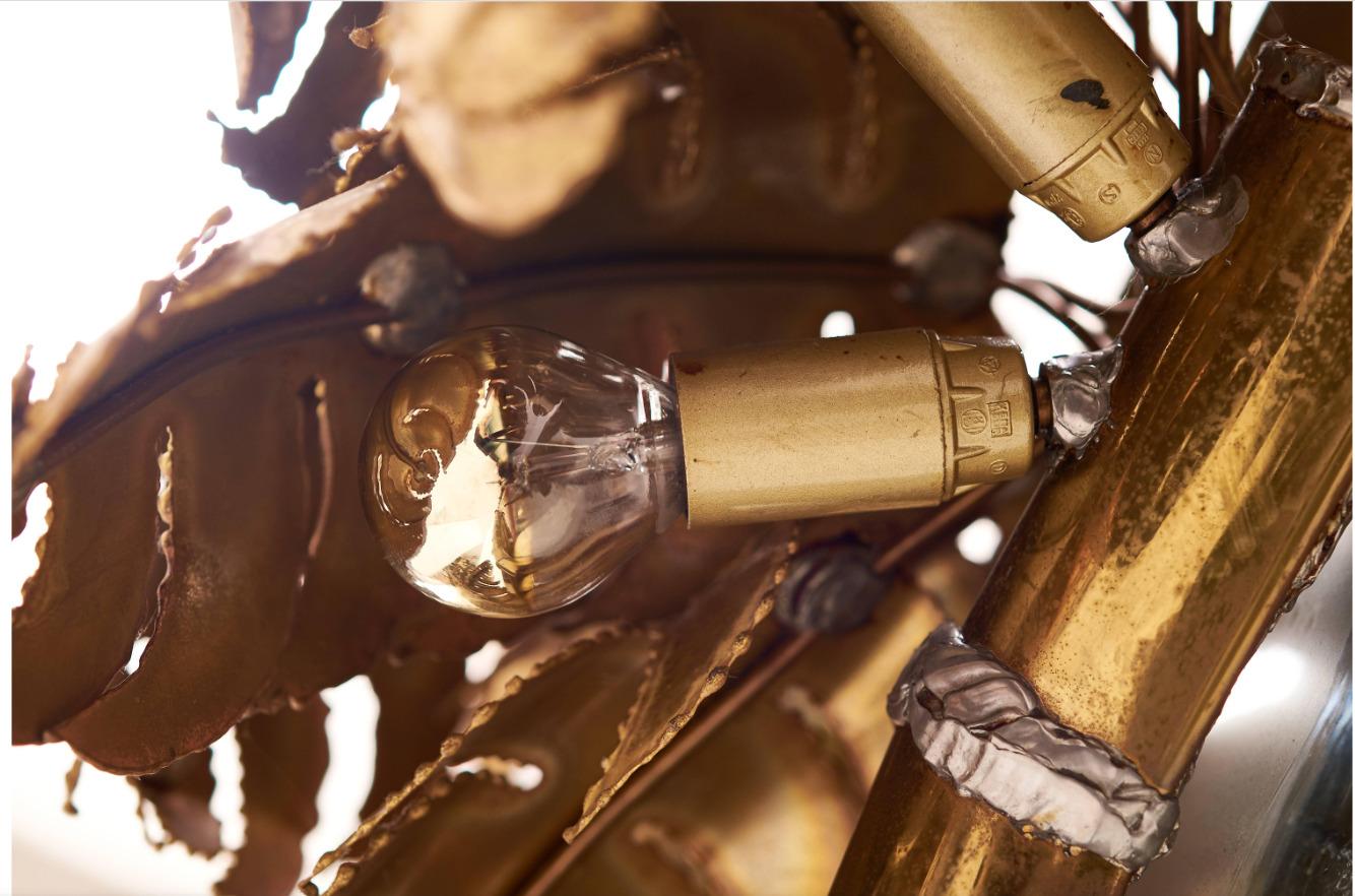 Favoloso pezzo esclusivo di specchio con palma illuminata della Maison Jansen