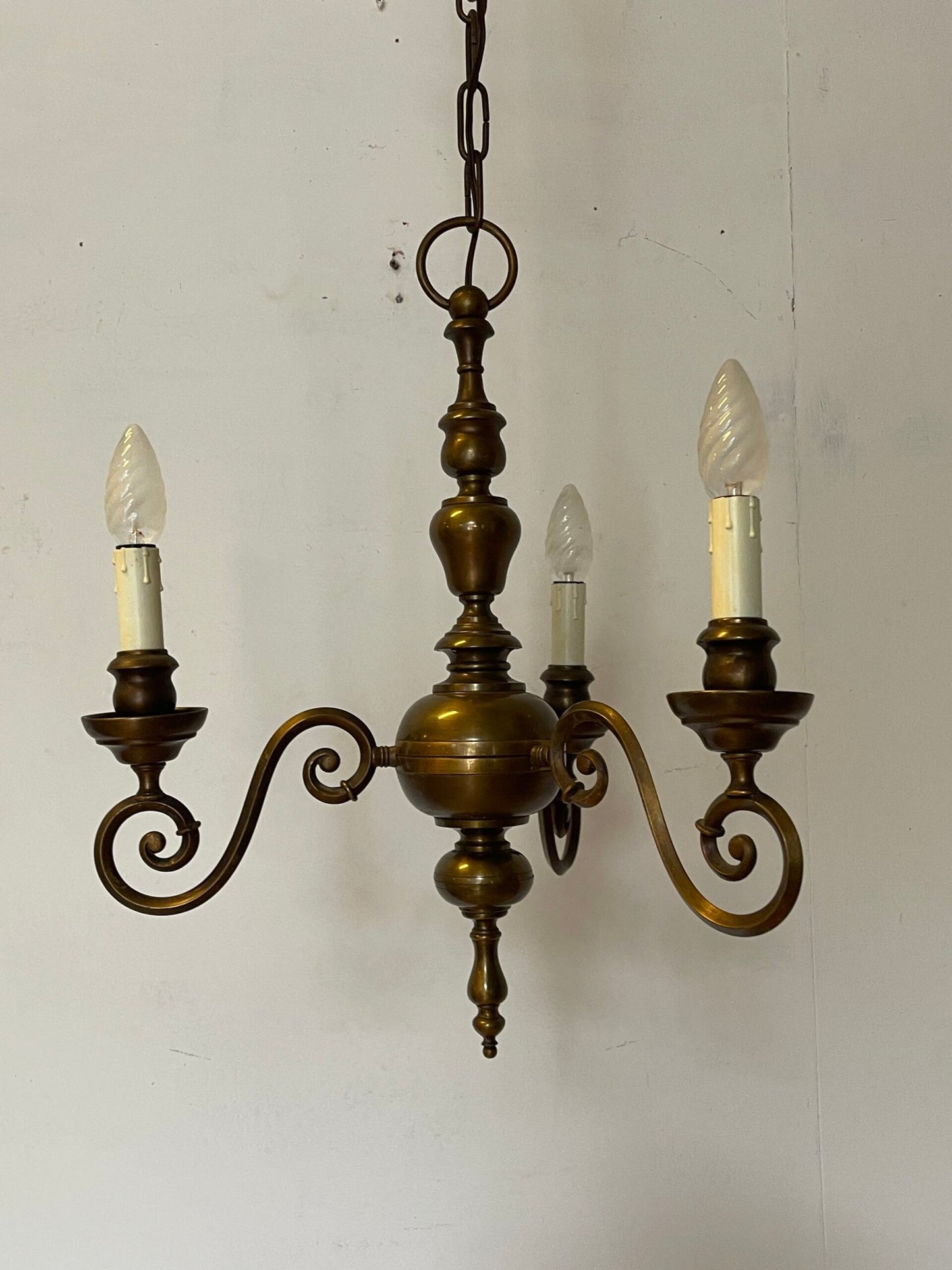 Lampario vintage in Ottone a 3 Luci