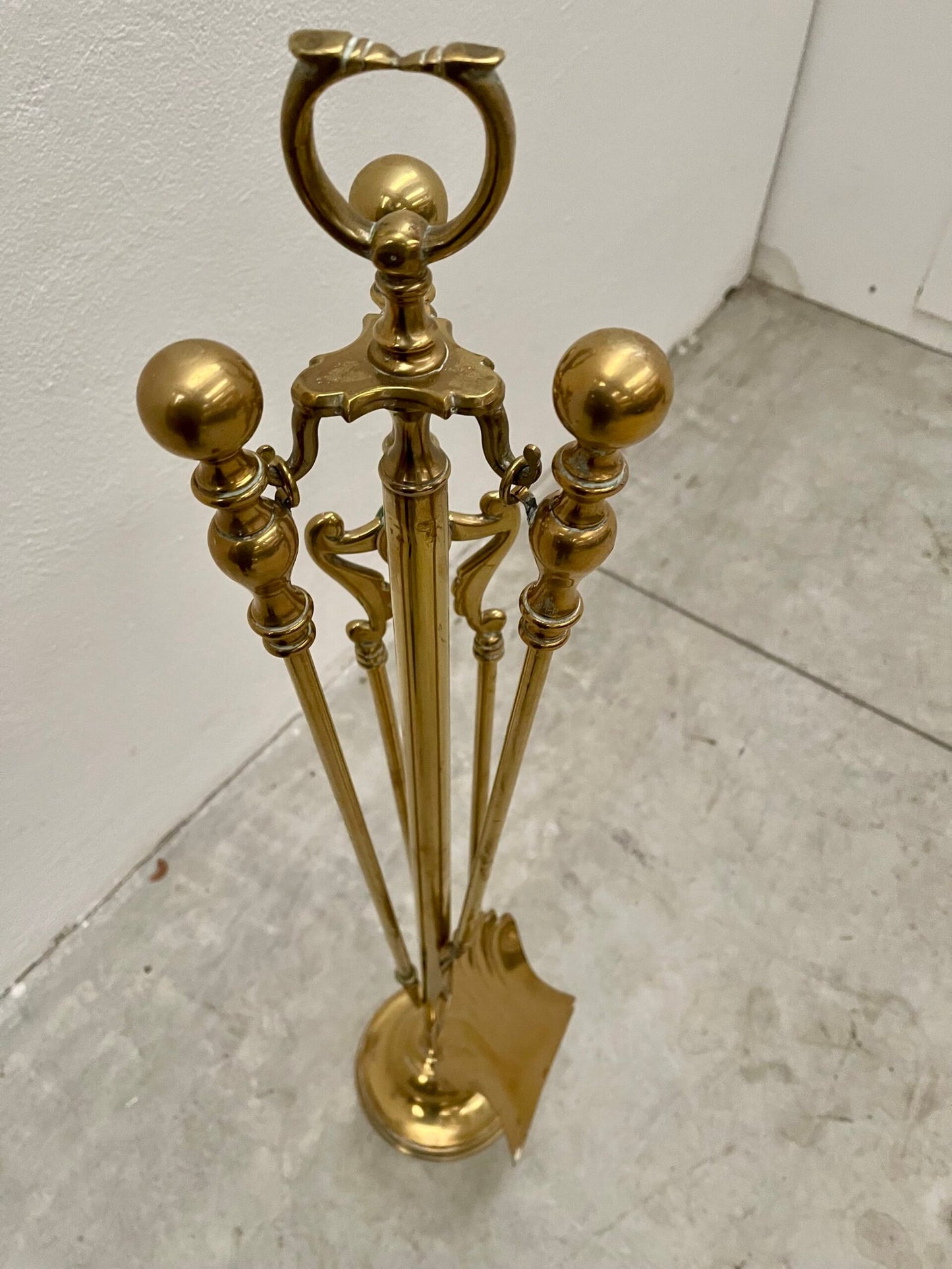 Set di atrezzi per caminetto italiano in ottone anni '50