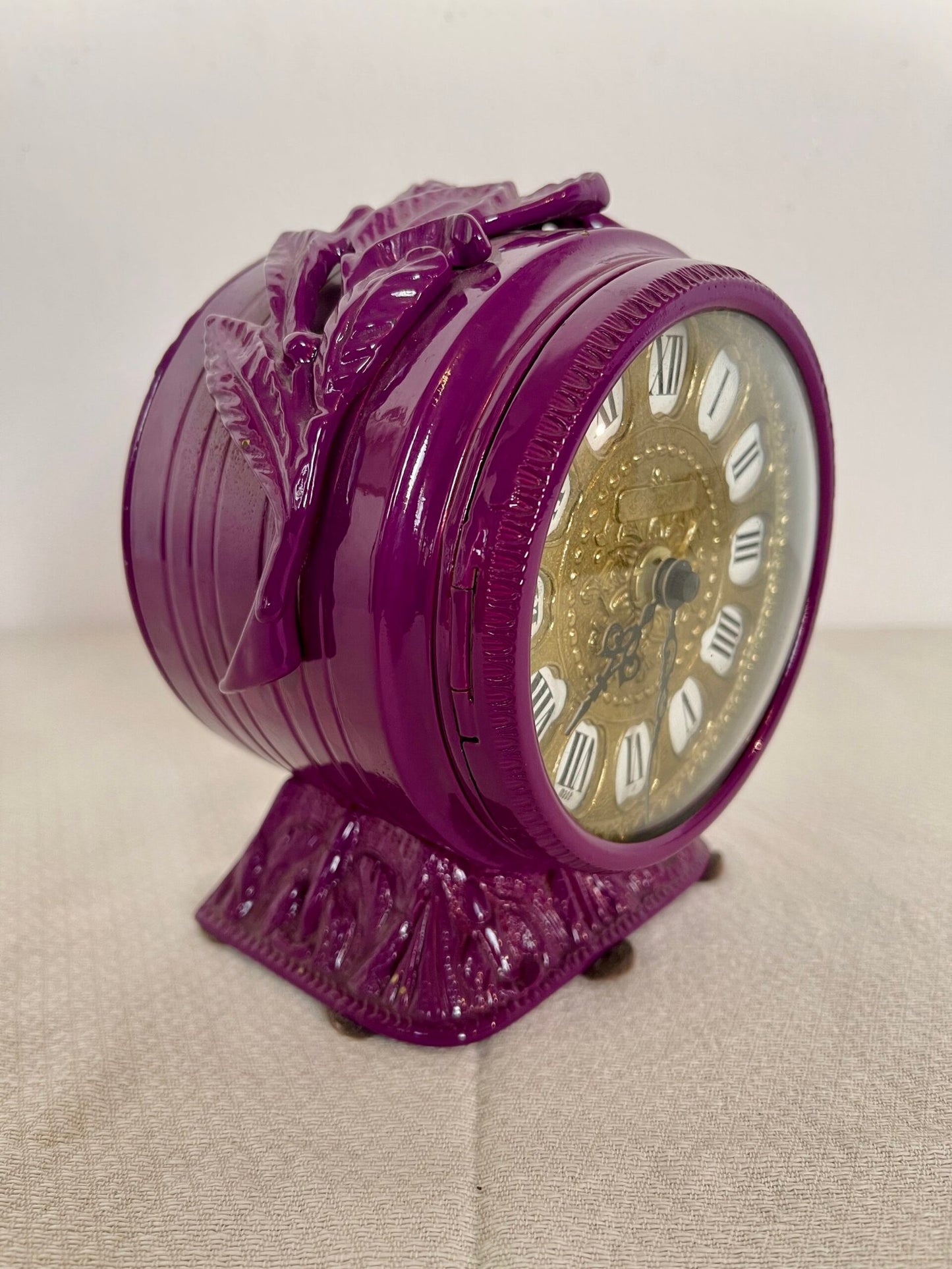 orologio da tavolo vintage Hermle - stile barocca con finitura viola lucido