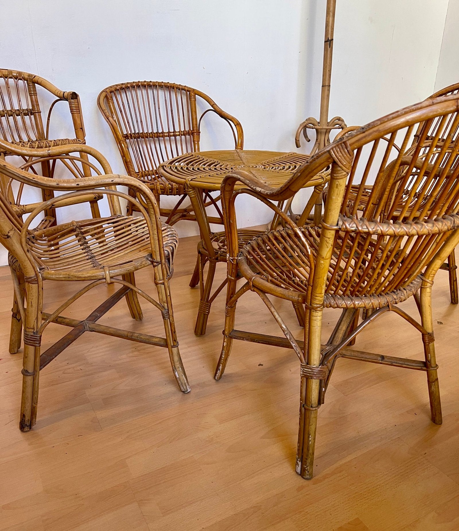 Salotti da esterno in bambu e vimini verniciato stile bonacina