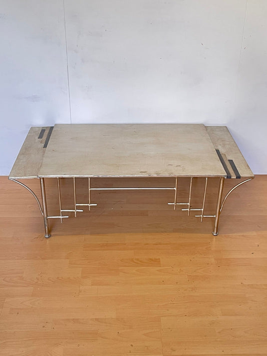 Tavolo da Salotto Moderno con Struttura in Acciaio Argentato, Lago di Como, 1980