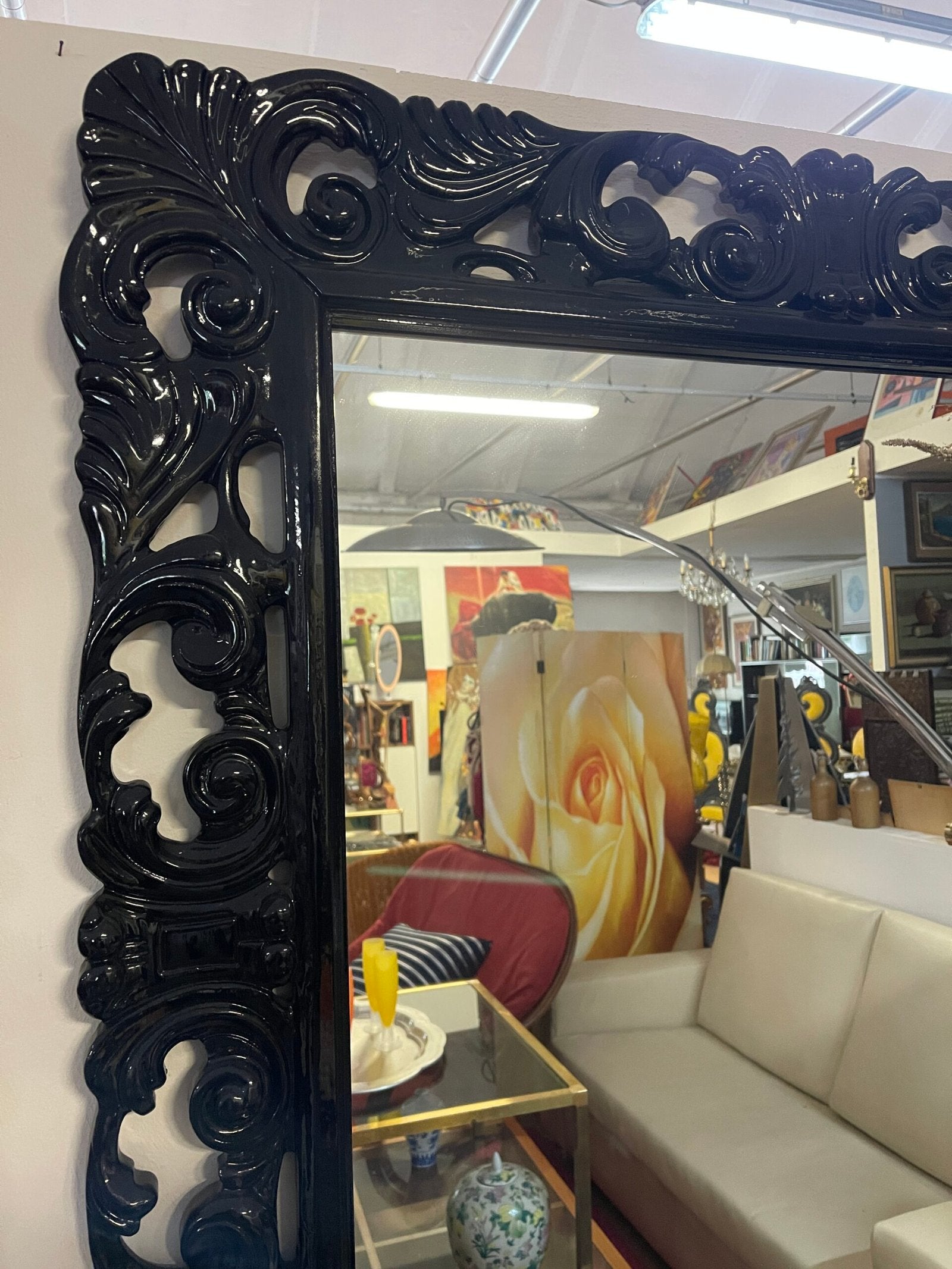 Specchio con Cornice Barocca Nera Lucida – Eleganza e Raffinatezza per Ogni Ambiente