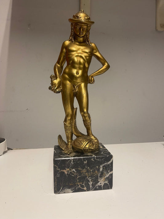 Scultura "Mercurio Rinascimentale" in Bronzo Dorato e Marmo