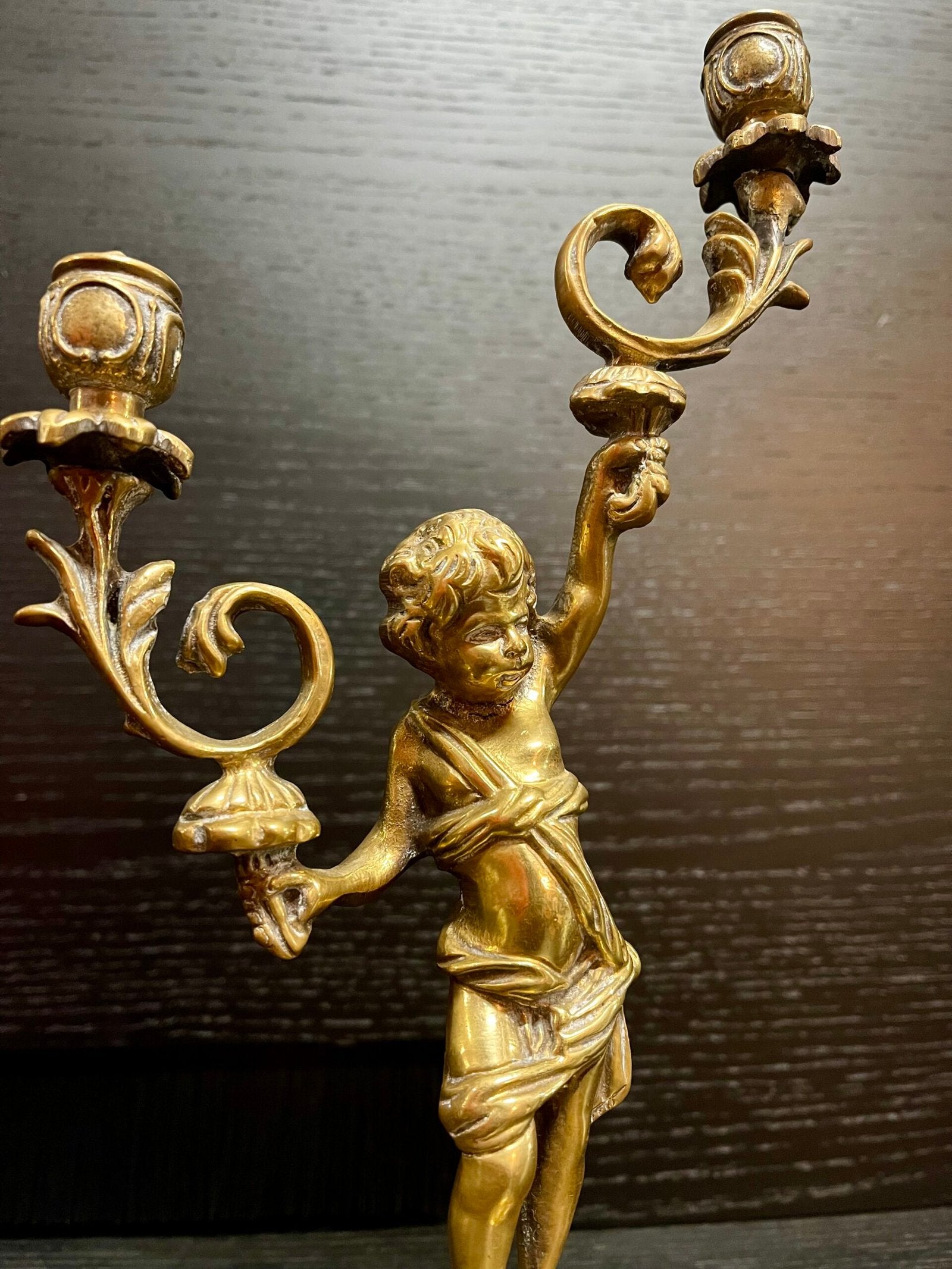 Candelieri in bronzo putti a 2 fiamme francese XIX secolo