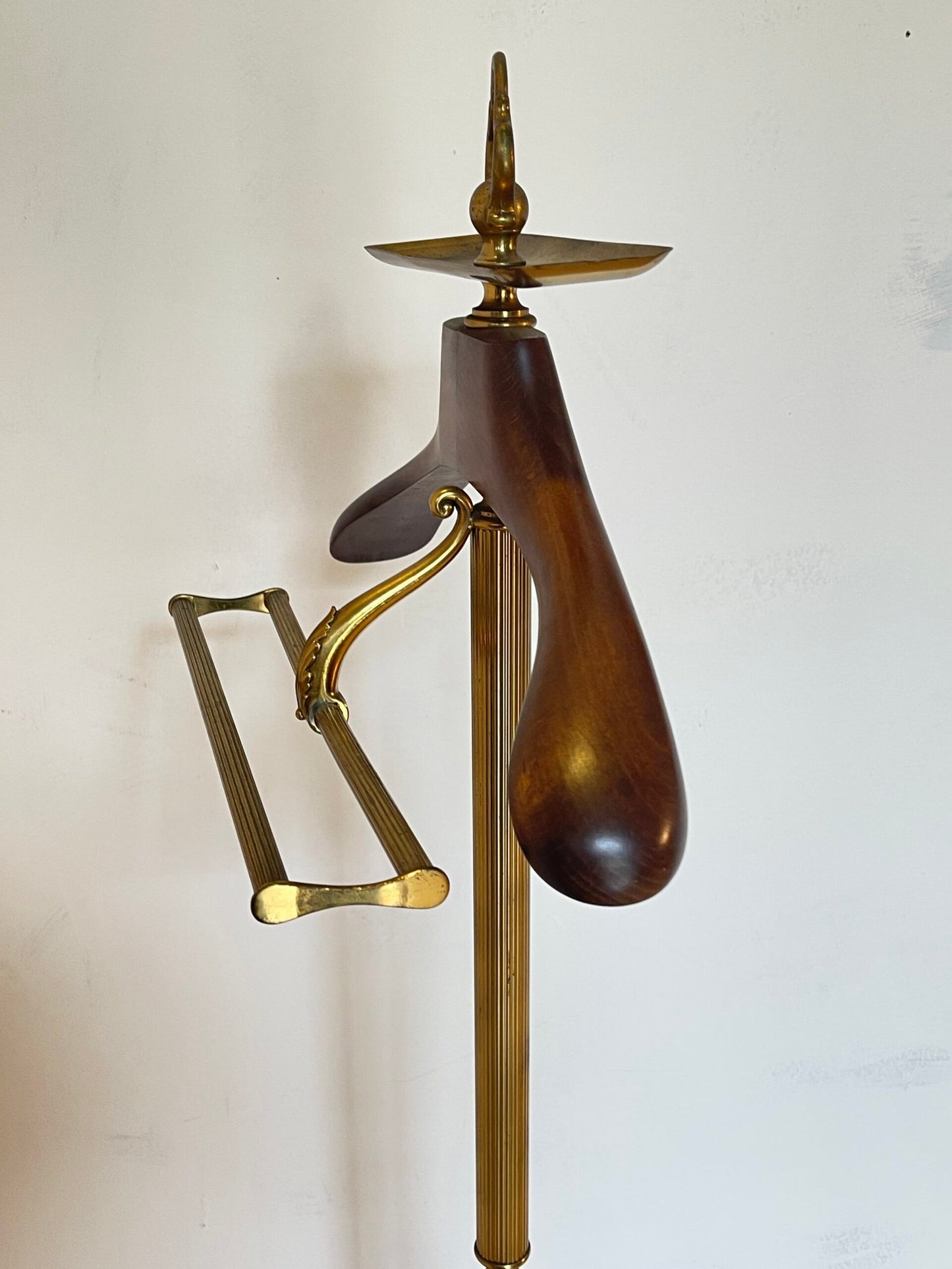 Elegante servomuto da camera in ottone e legno - stile classico vintage