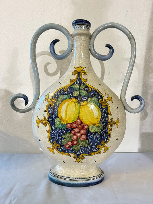 Vaso Vintage in Ceramica con Decoro Geometrico