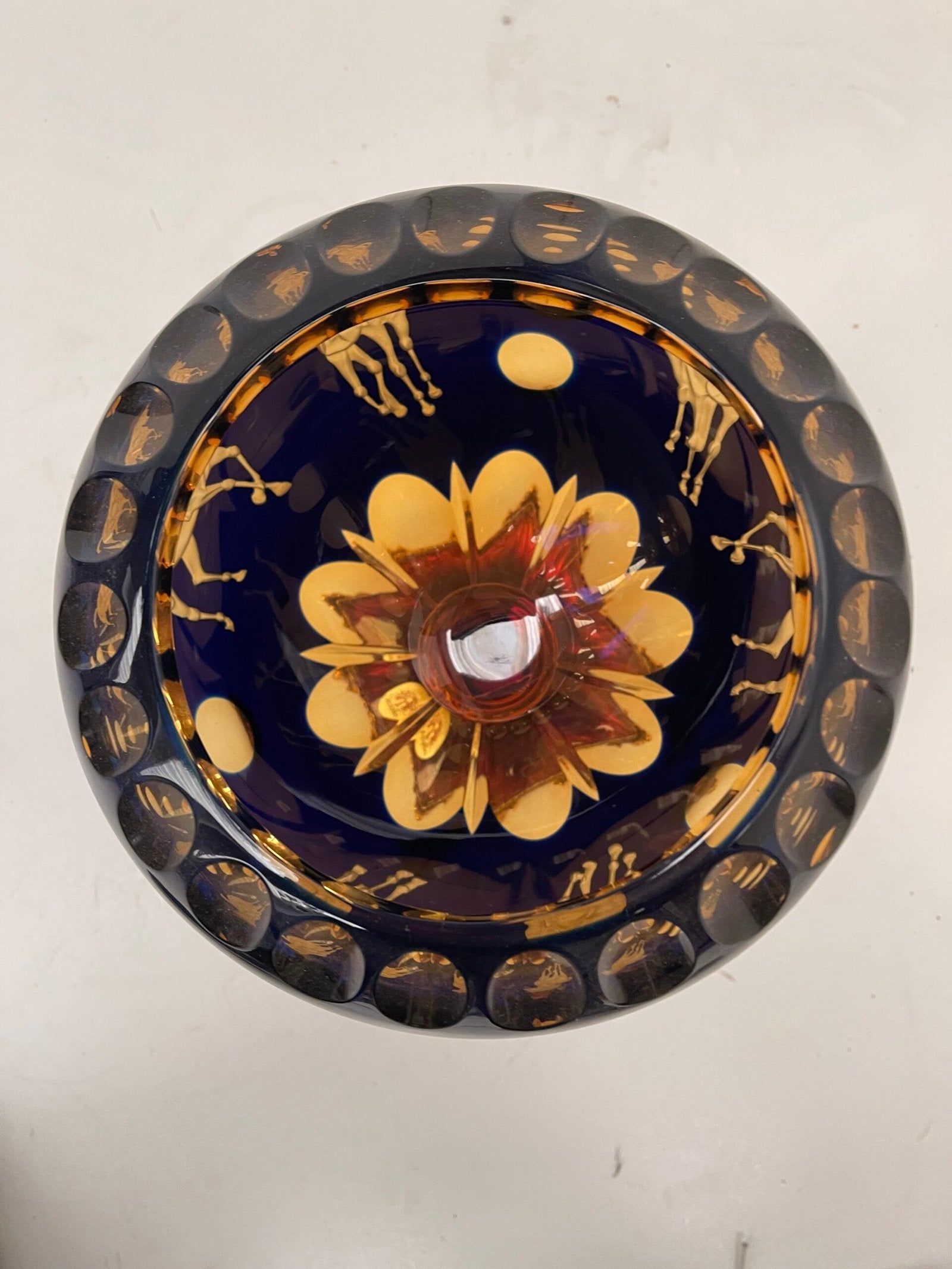 Vaso Capodimonte blu e oro