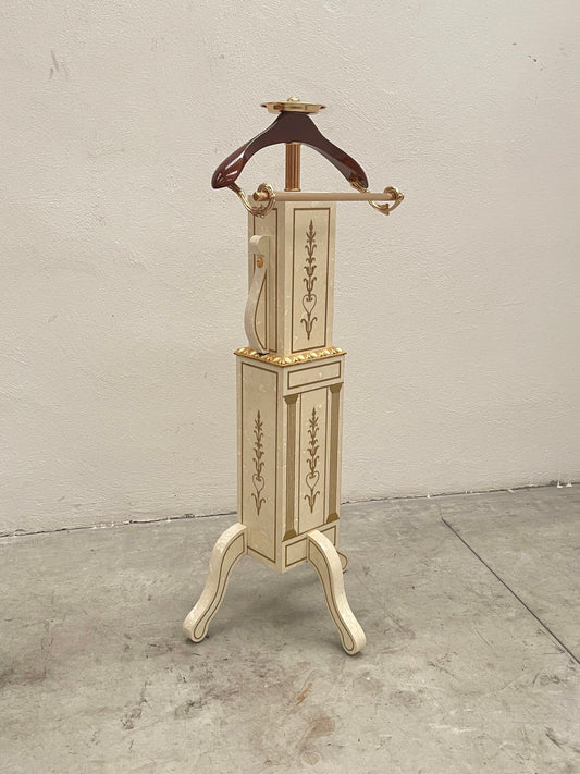 Attaccapanni Servomuto in stile neoclassico con Intarsi Dorati e Dettagli in Ottone - Eleganza e Funzionalità
