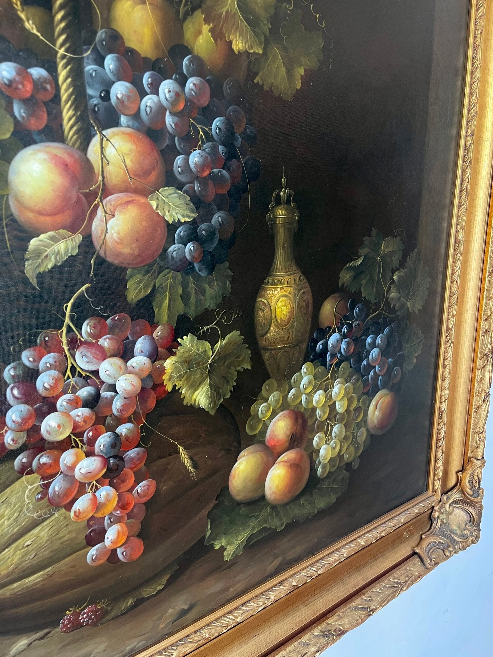 "Natura Morta con Frutta e Bottiglia" – Dipinto firmato A. Marinelli