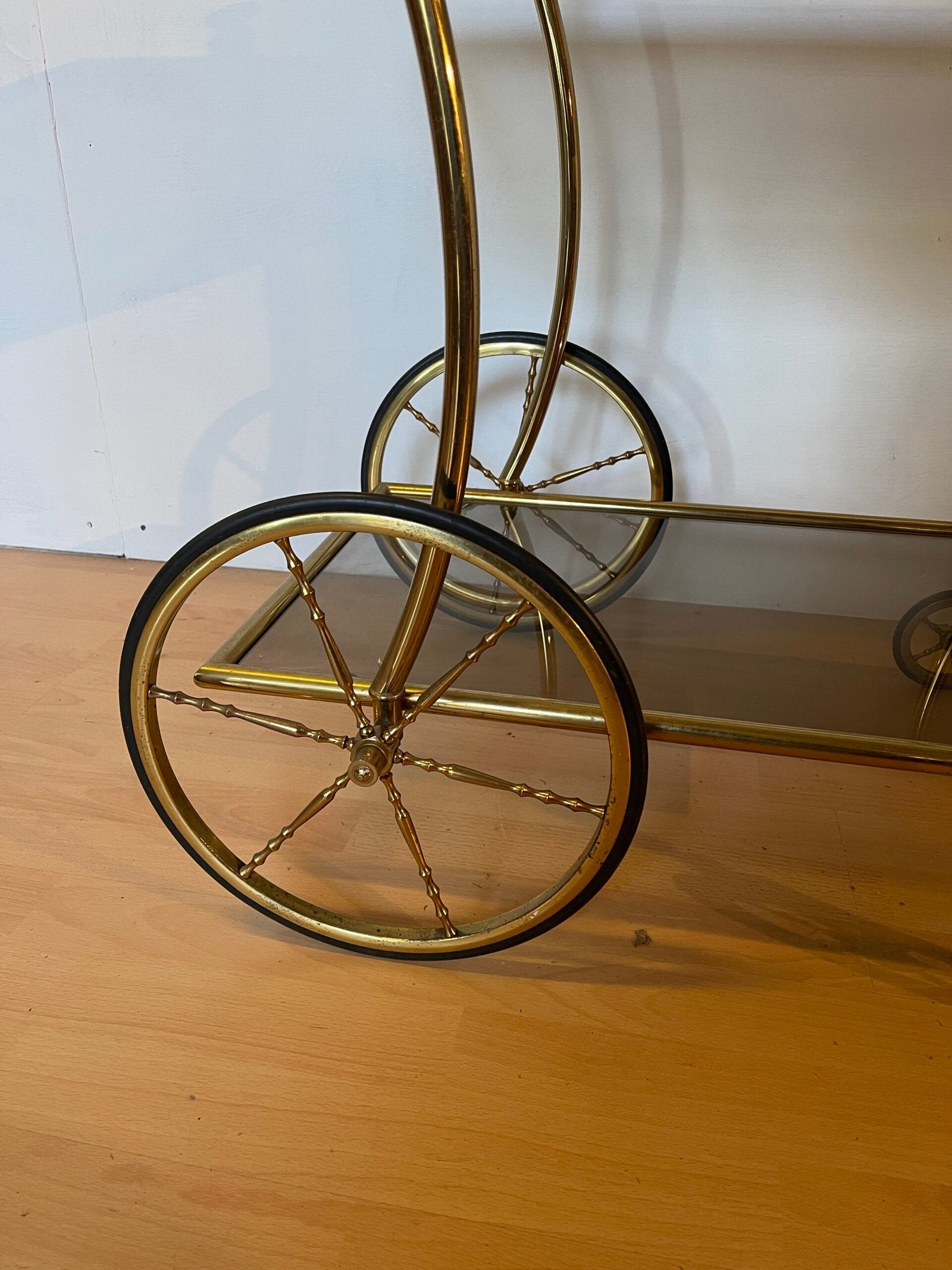 Carrello da Servizio vintage in Ottone e Vetro - Bar Trolley Anni'60/'70