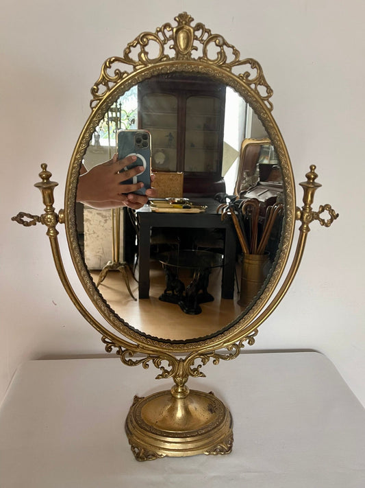Specchiera da Tavolo in Bronzo Dorato