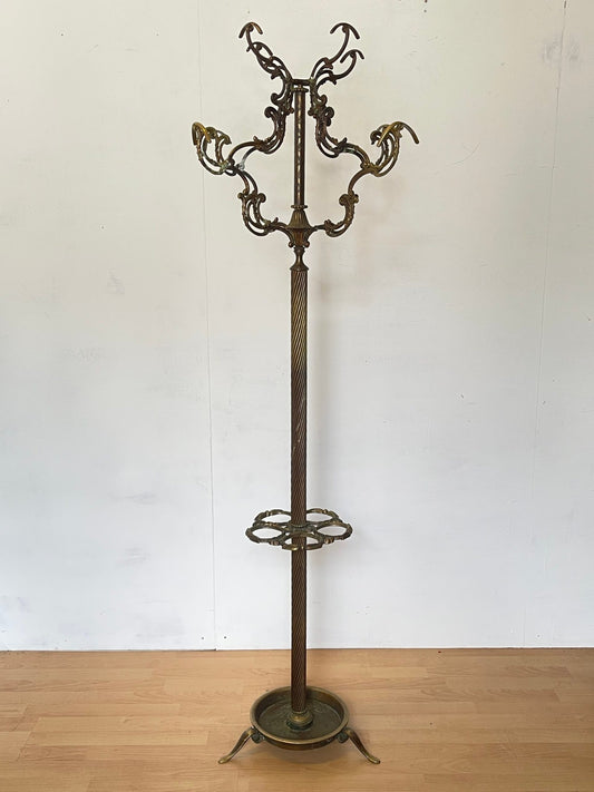 Appendiabiti Antico in Ottone con Portaombrelli - Stile Barocco