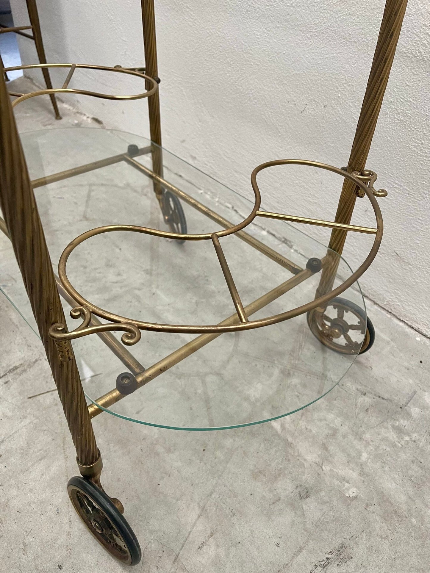 Raro carrello bar in ottone italiano anni '50