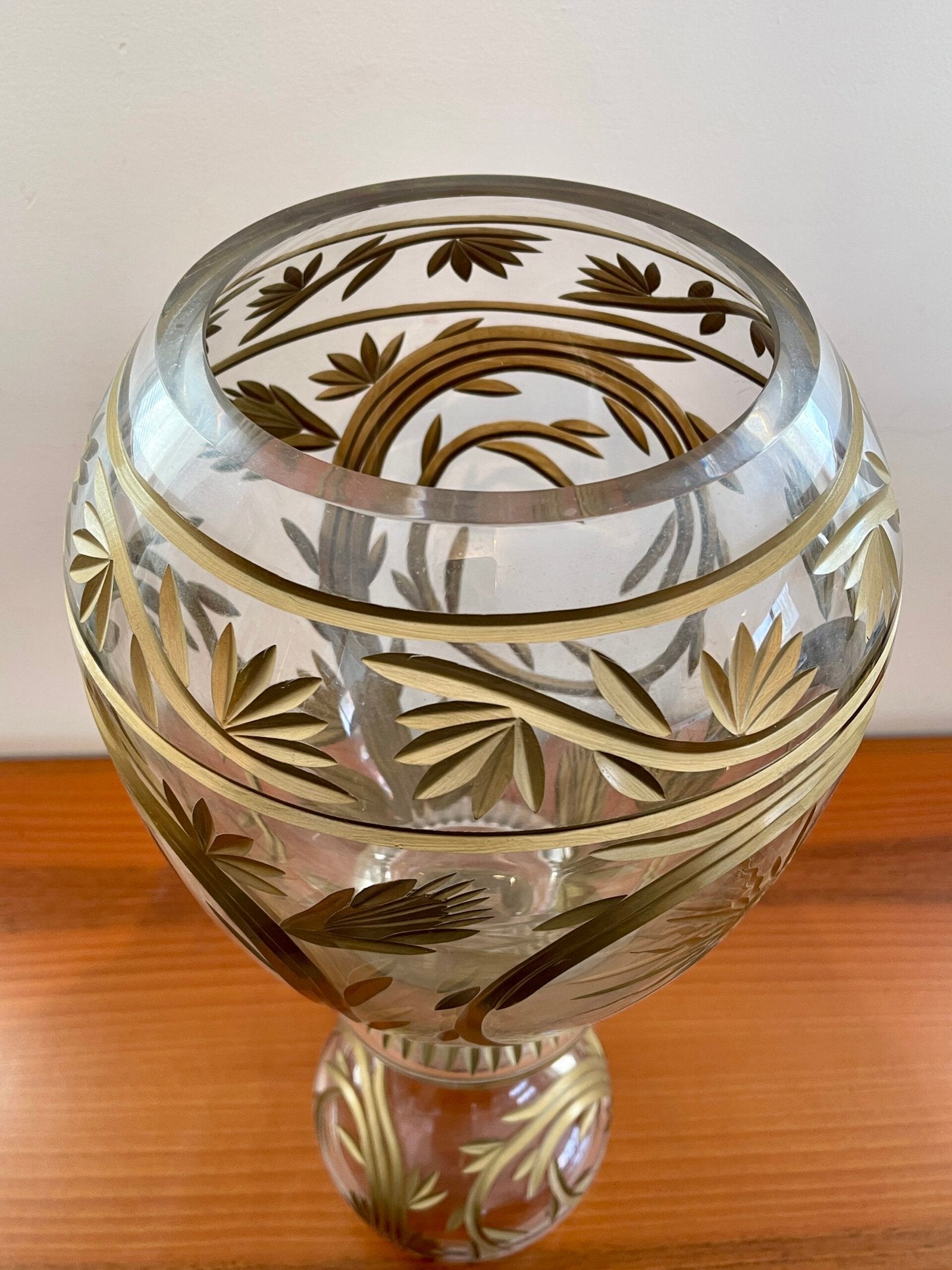 Calice decorativo in cristallo inciso con decori dorati – Motivo Solare