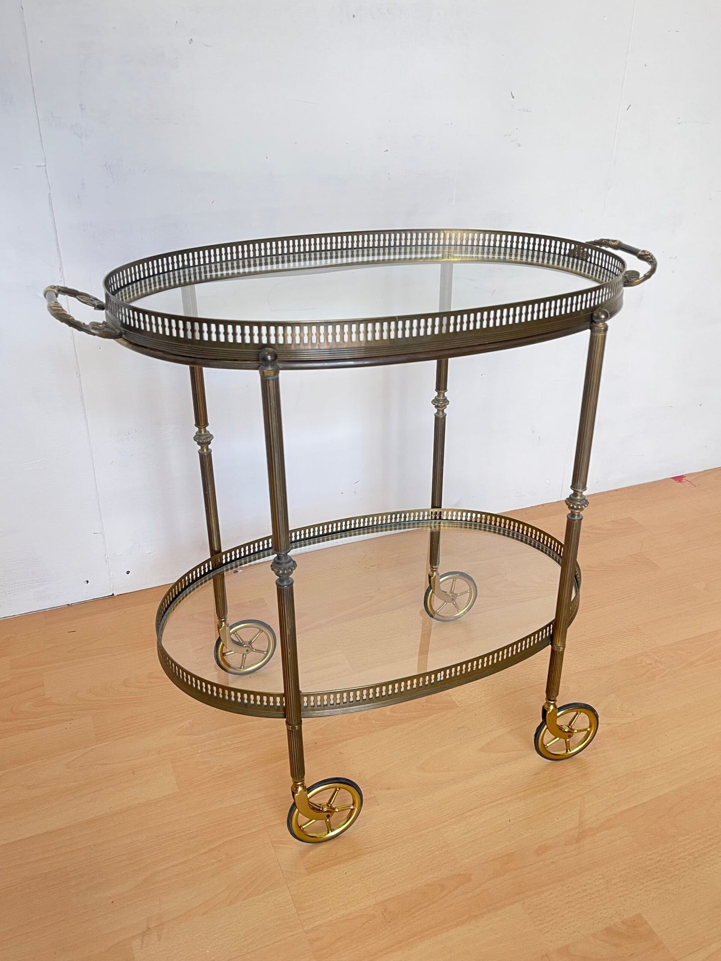 Carrello da Servizio vintage in Ottone e Vetro - Stile Neoclassico Anni '50