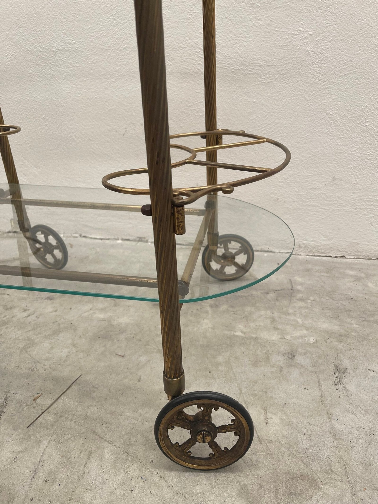 Raro carrello bar in ottone italiano anni '50