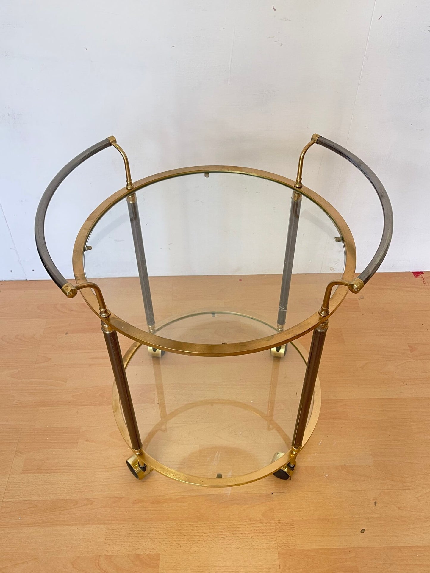 Carrello Bar vintage in Ottone e Vetro - Anni 60, Design Elegante