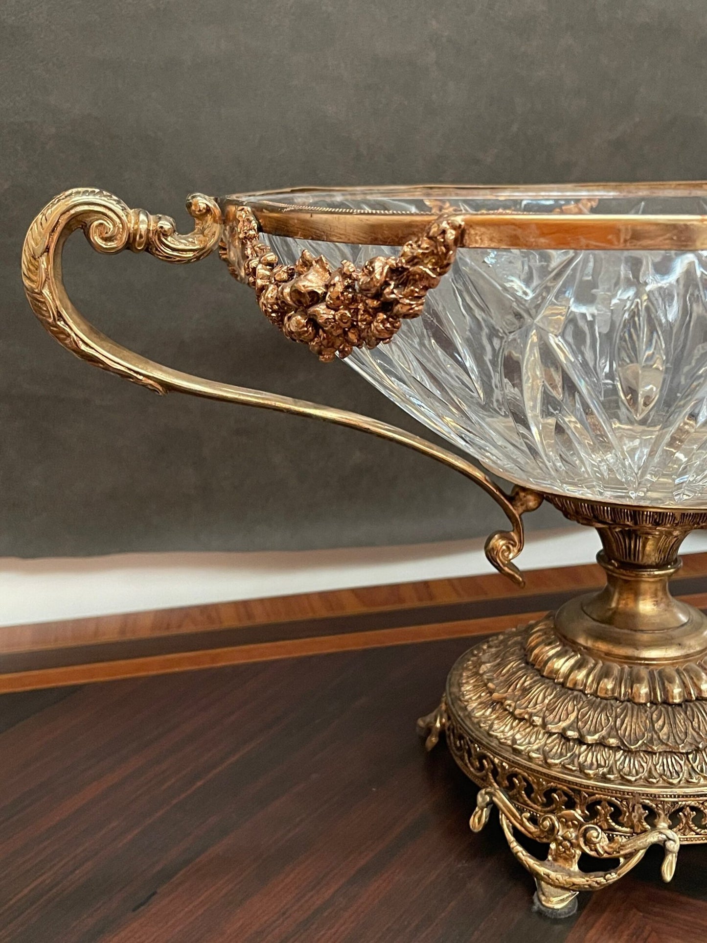 Centrotavola in Cristallo e Bronzo Dorato Stile Luigi XVI