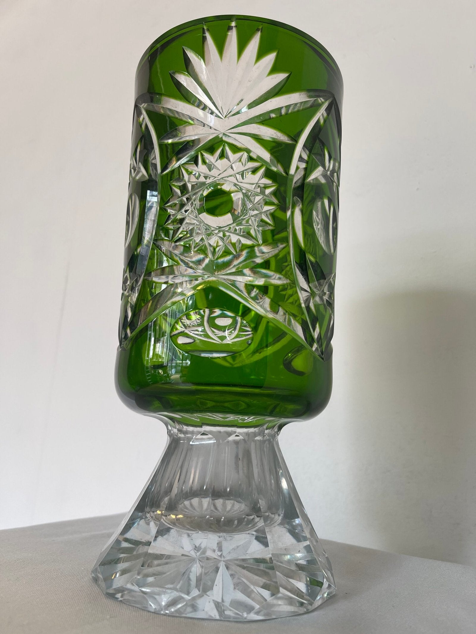 Vaso in Cristallo Verde Tagliato
