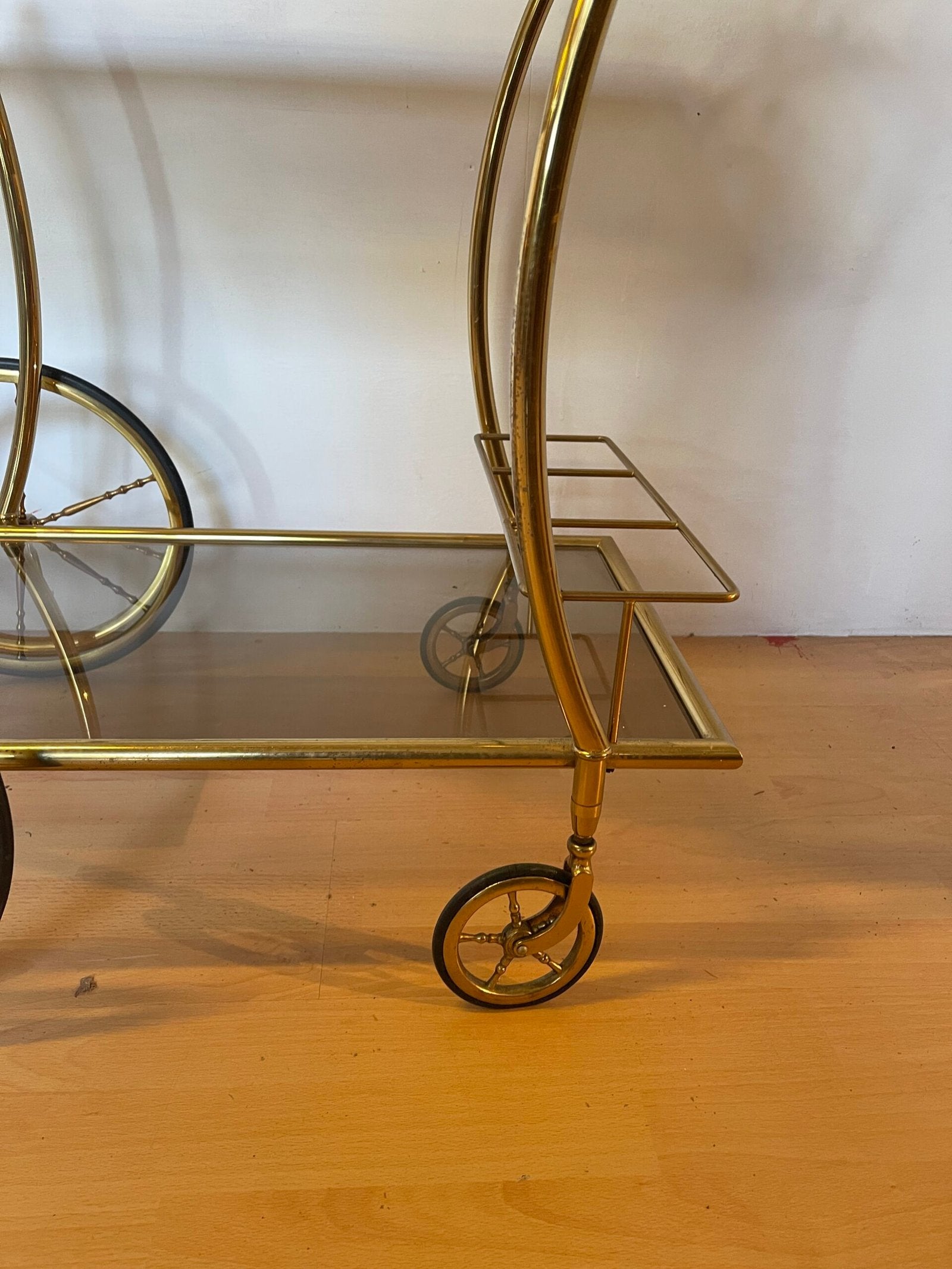 Carrello da Servizio vintage in Ottone e Vetro - Bar Trolley Anni'60/'70