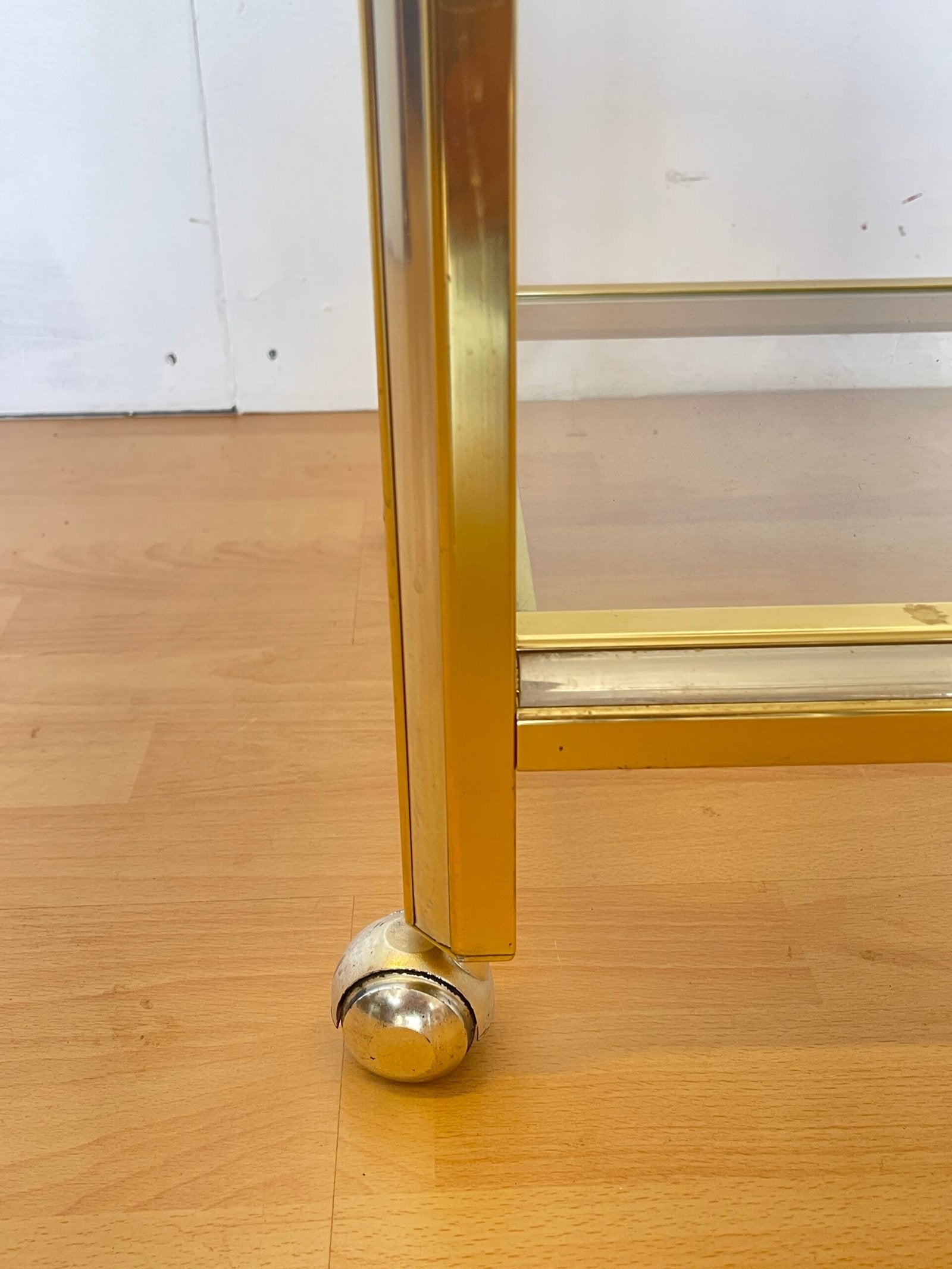 Carrello Bar Moderno in Ottone e Vetro - Stile Hollywood Regency Anni'70