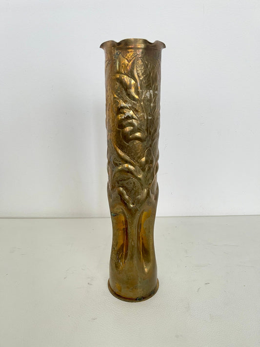 Vaso d’artiglieria in ottone inciso – Trench Art Prima Guerra Mondiale