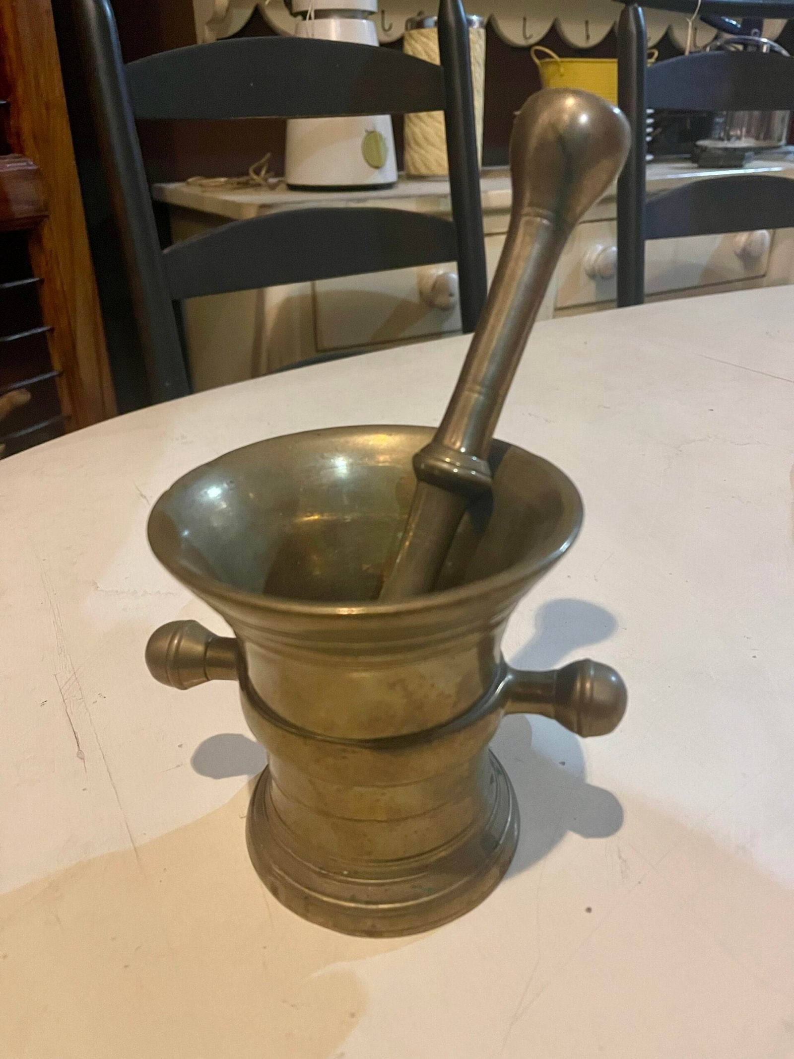 Mortaio e Pestello Antico in Bronzo Massiccio