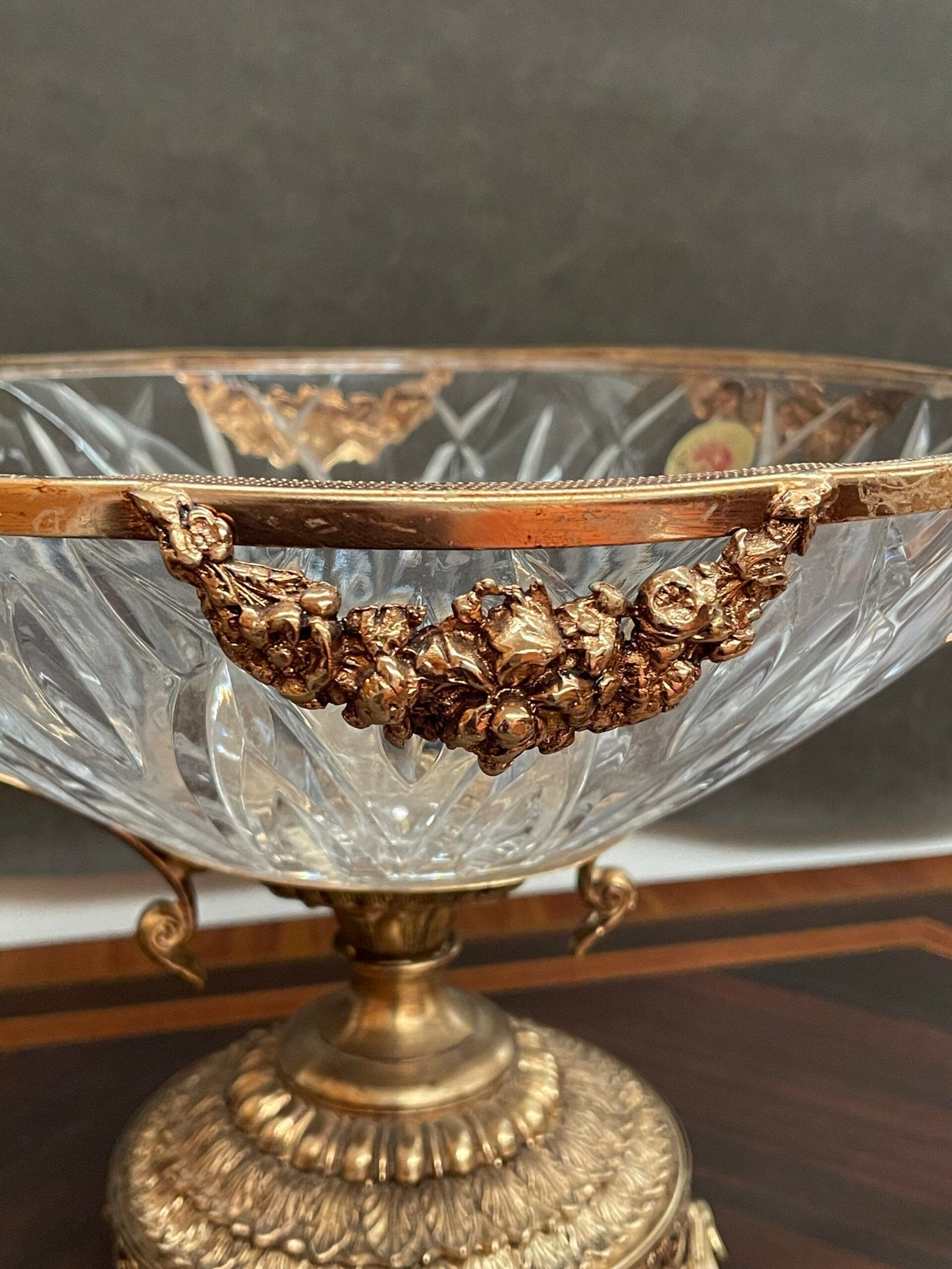 Centrotavola in Cristallo e Bronzo Dorato Stile Luigi XVI