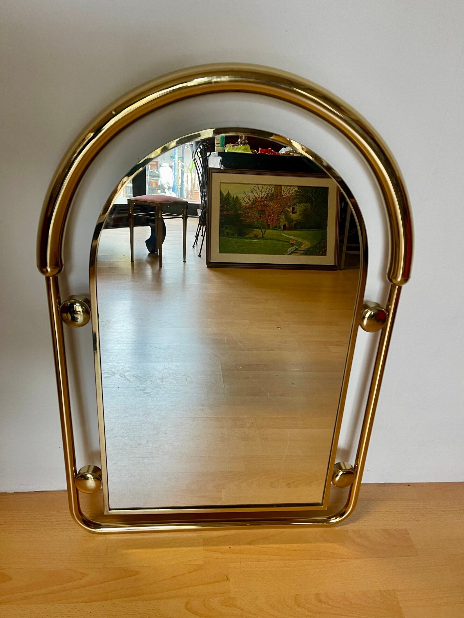 Specchio con cornice in ottone, stile Moderno anni '70