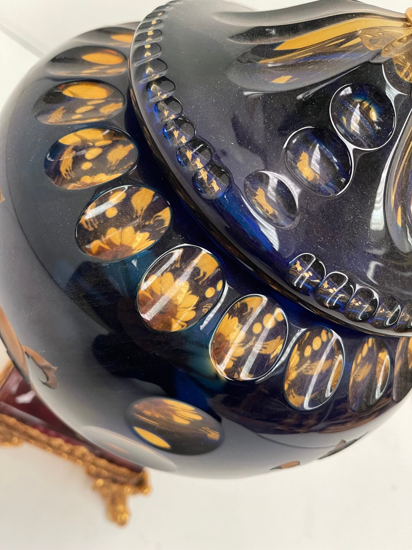 Vaso Capodimonte blu e oro