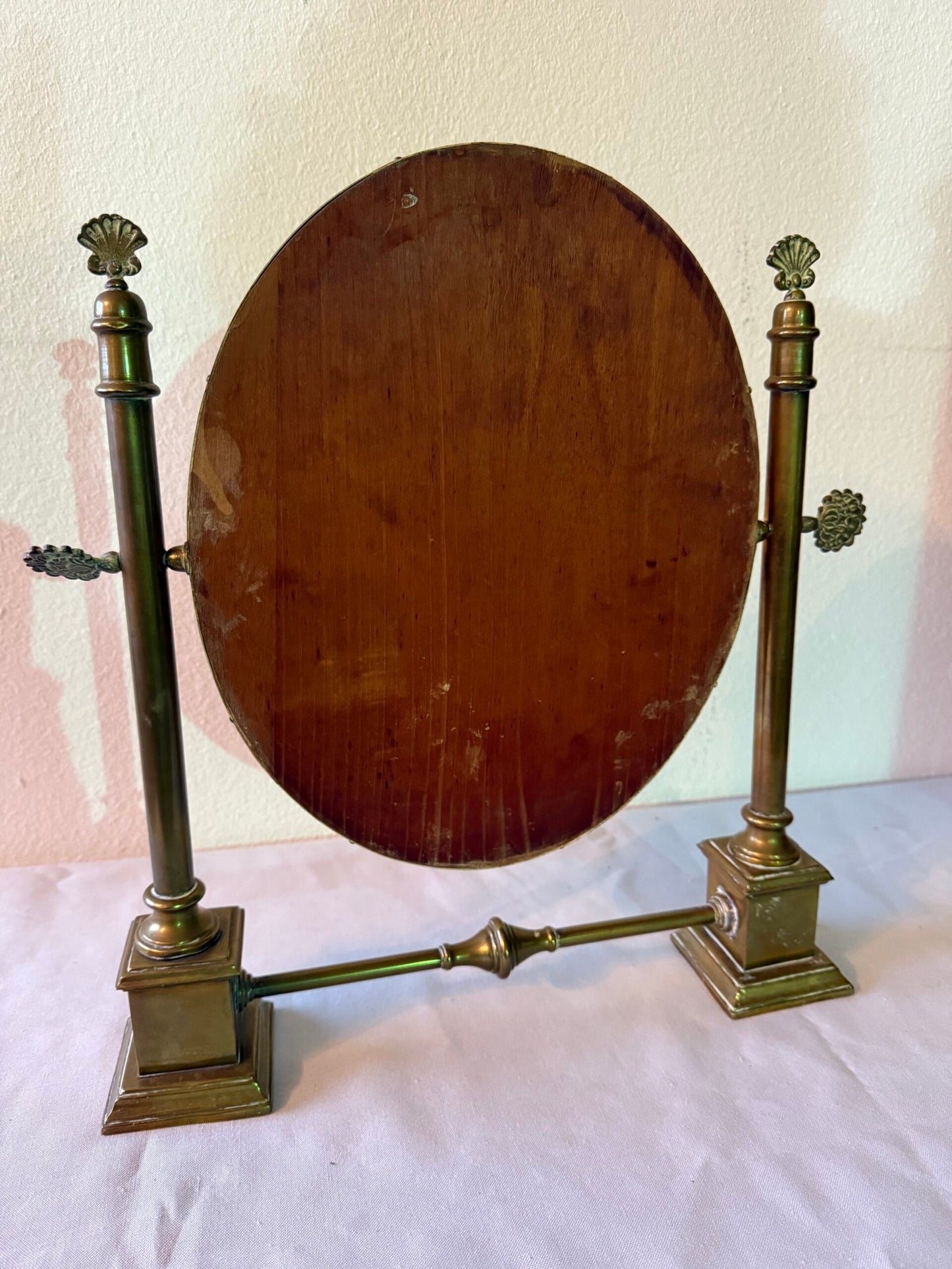 Specchio da Tavolo Orientabile Vintage in Ottone Massiccio