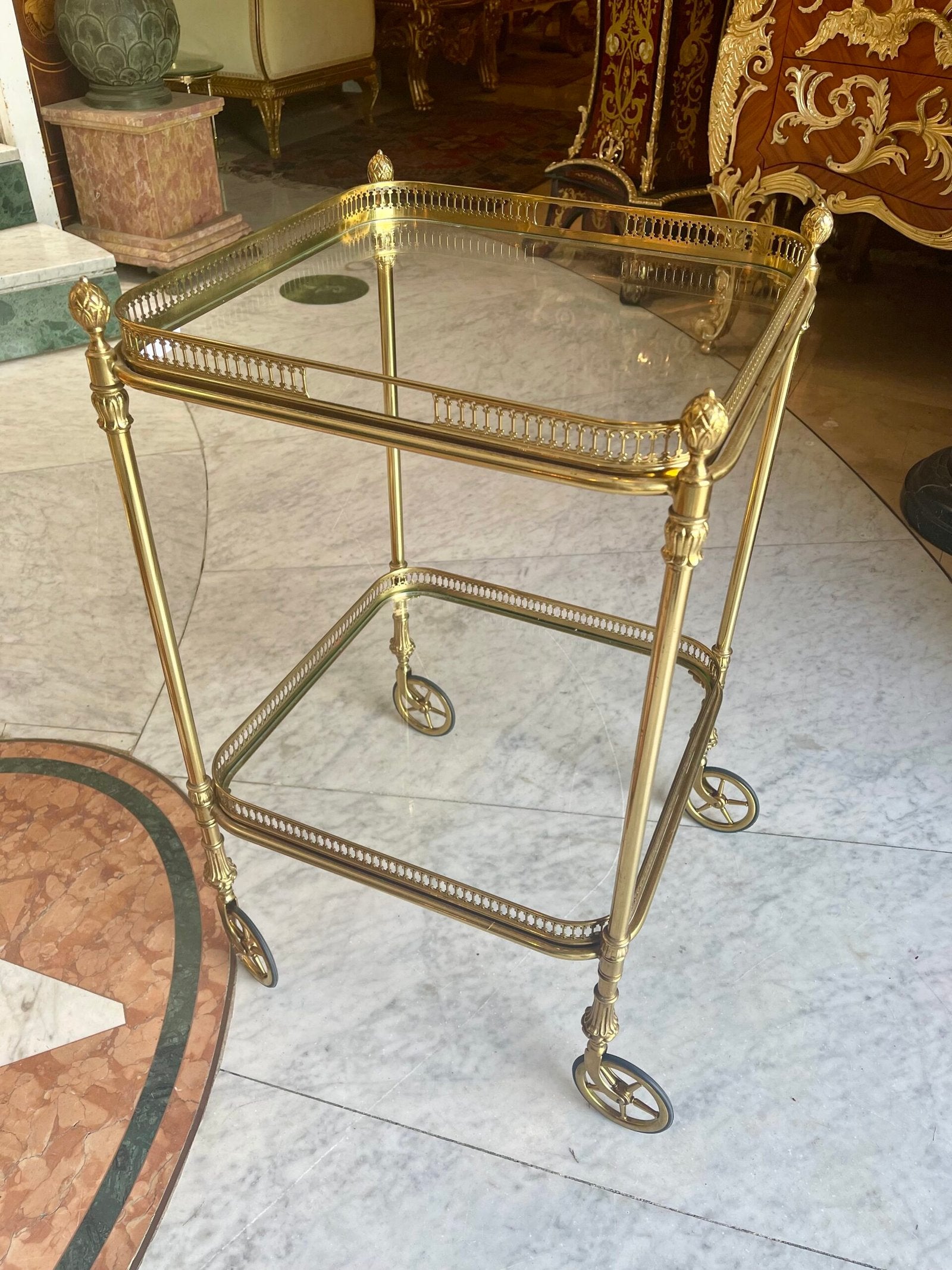 carello in ottone italiano quadrato anni '70