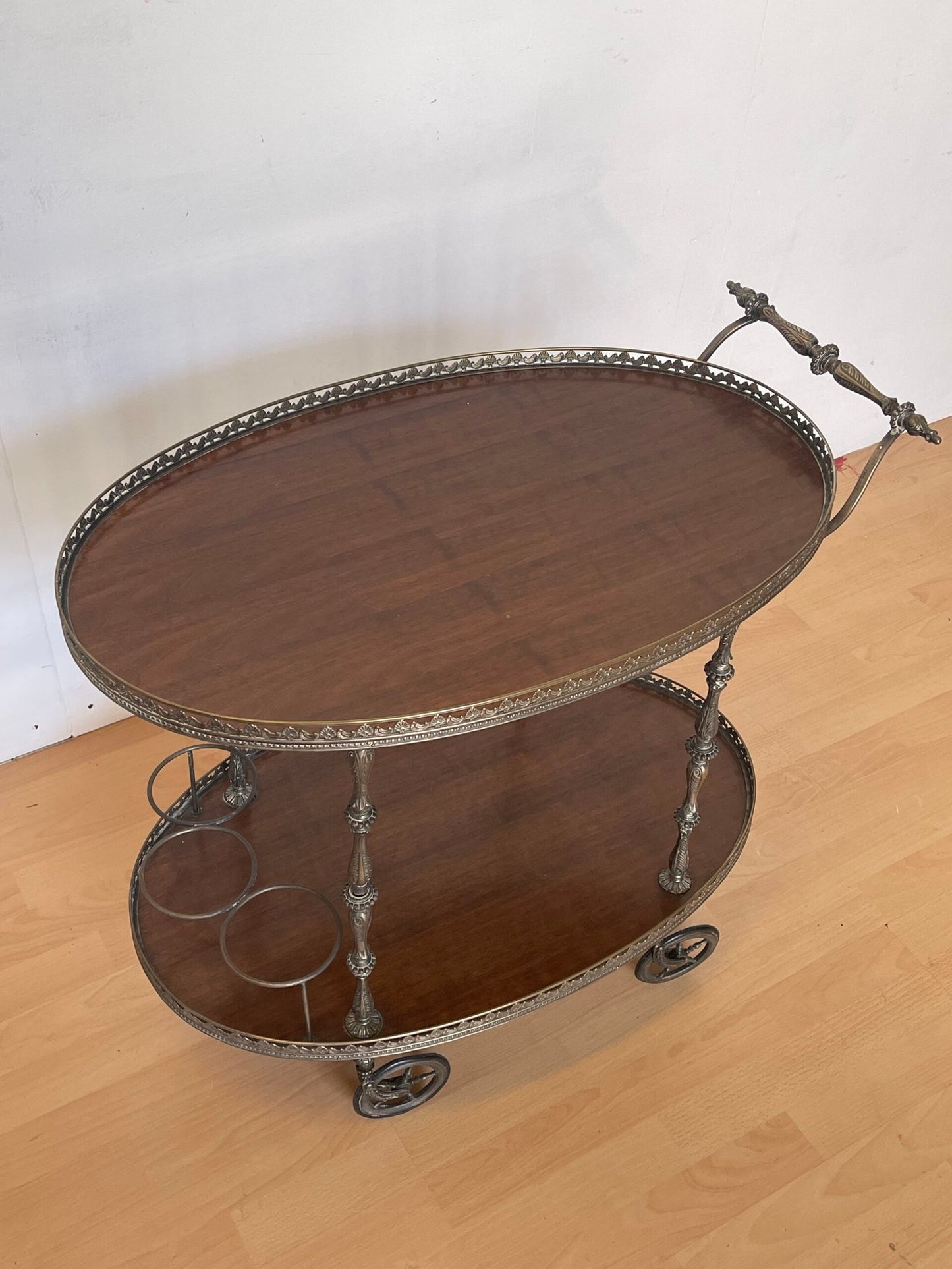 Carrello da Servizio vintage in Ottone e Legno - «Grand Époque»
