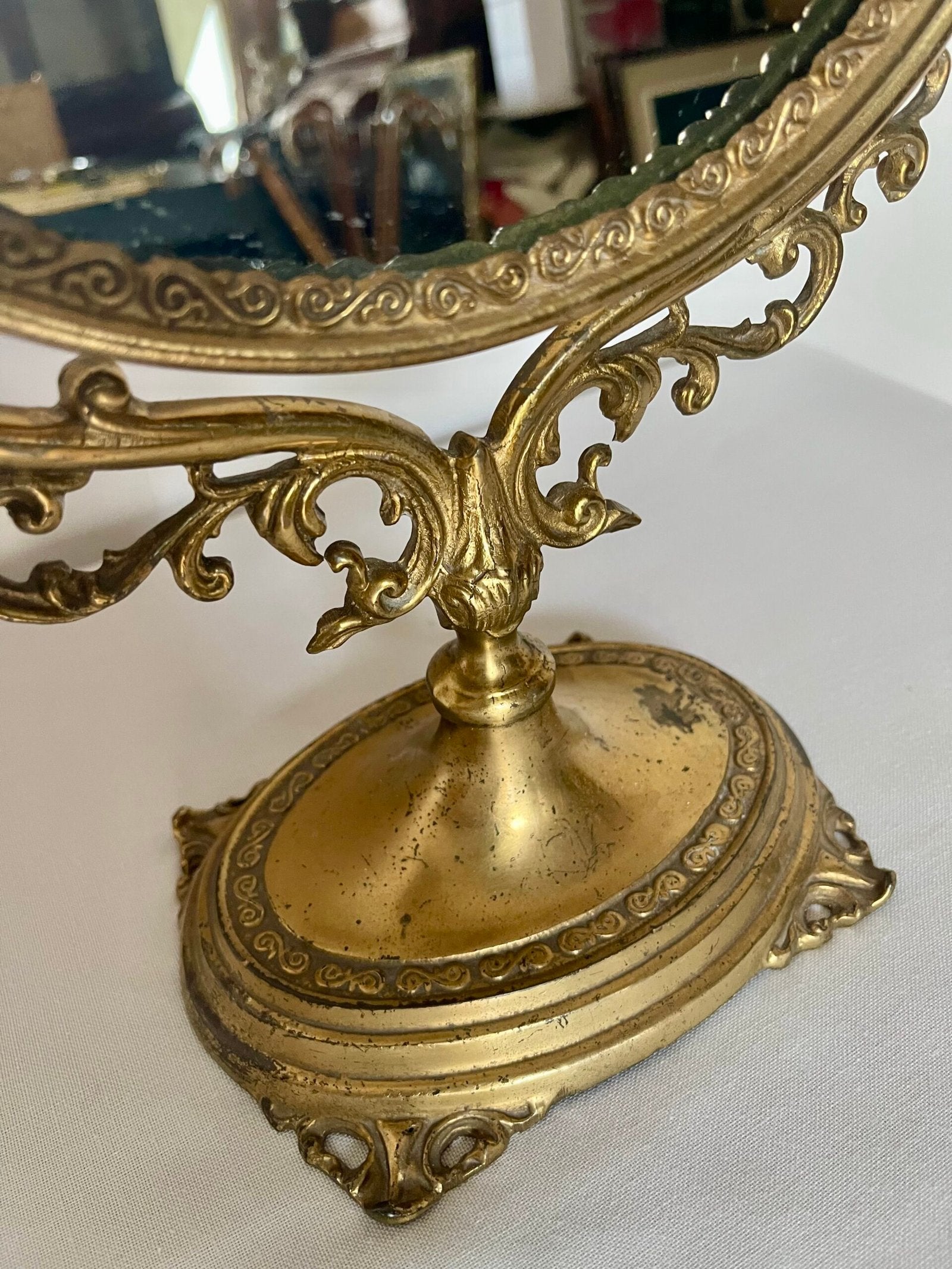 Specchiera da Tavolo in Bronzo Dorato