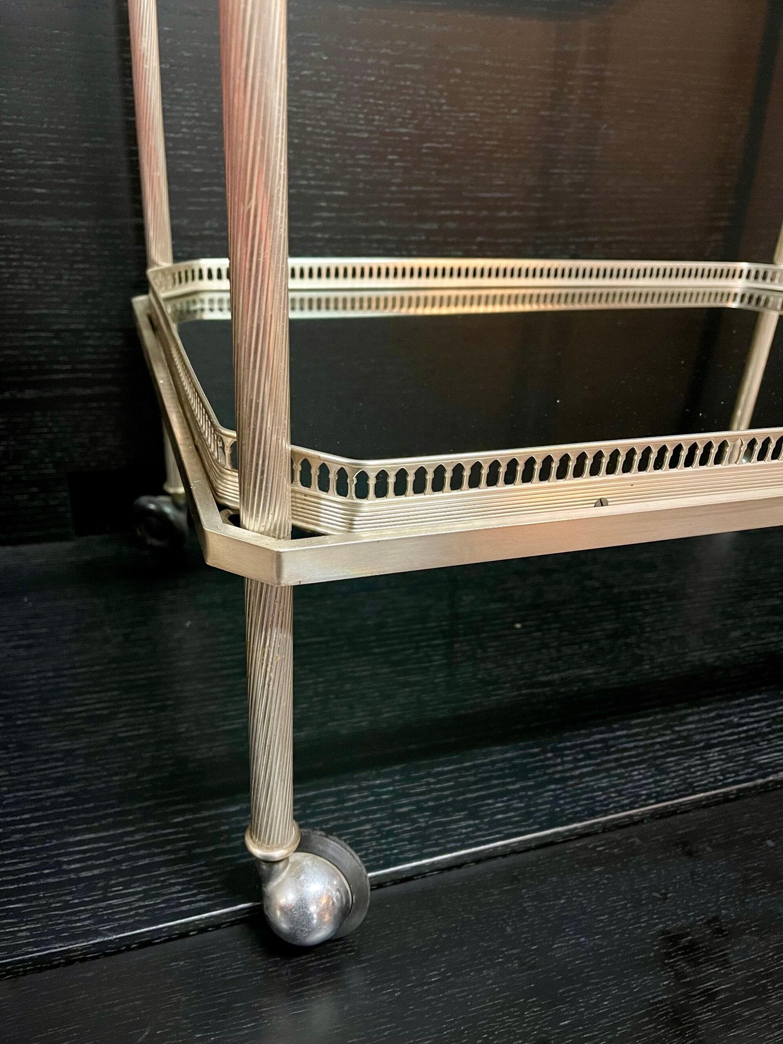 Carrello bar portavivande in bronzo argentato anni '70 italiano