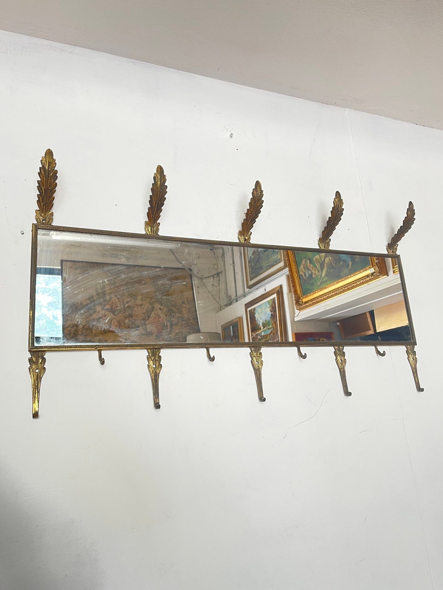 Specchiera vintage con Appendiabiti in Ottone stile classico