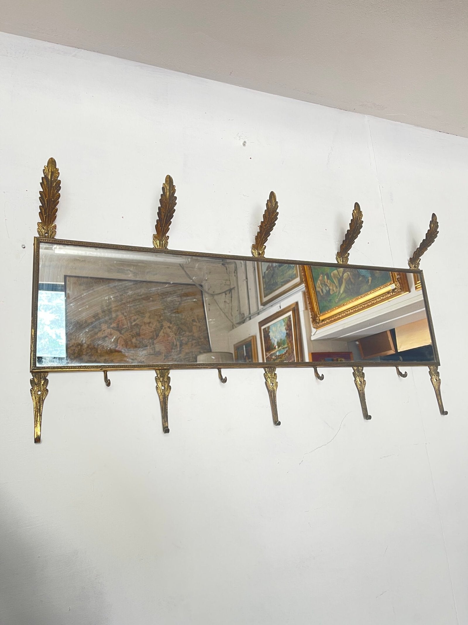 Specchiera vintage con Appendiabiti in Ottone stile classico