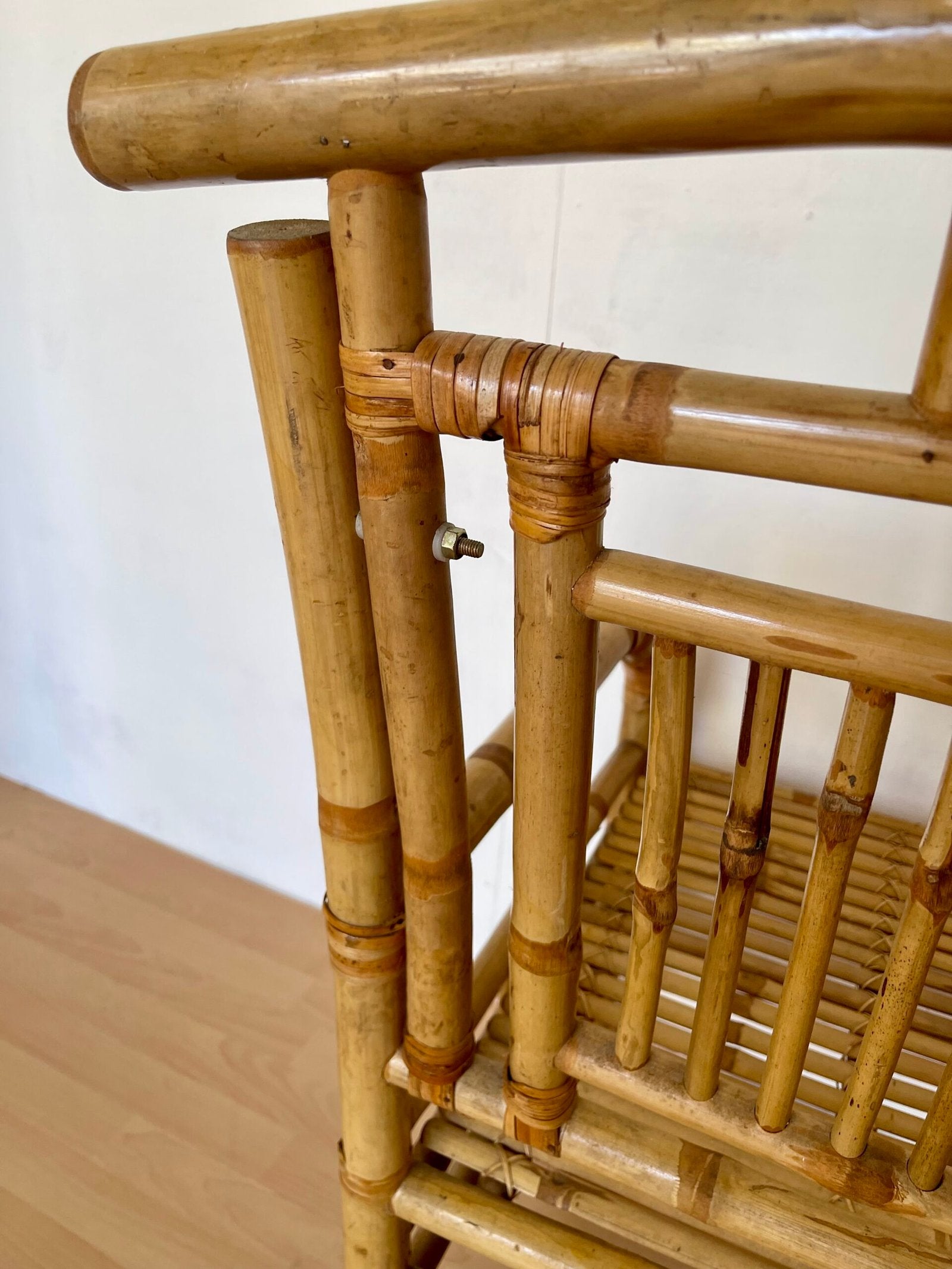 Coppia di sedie vintage in bambù intrecciato
