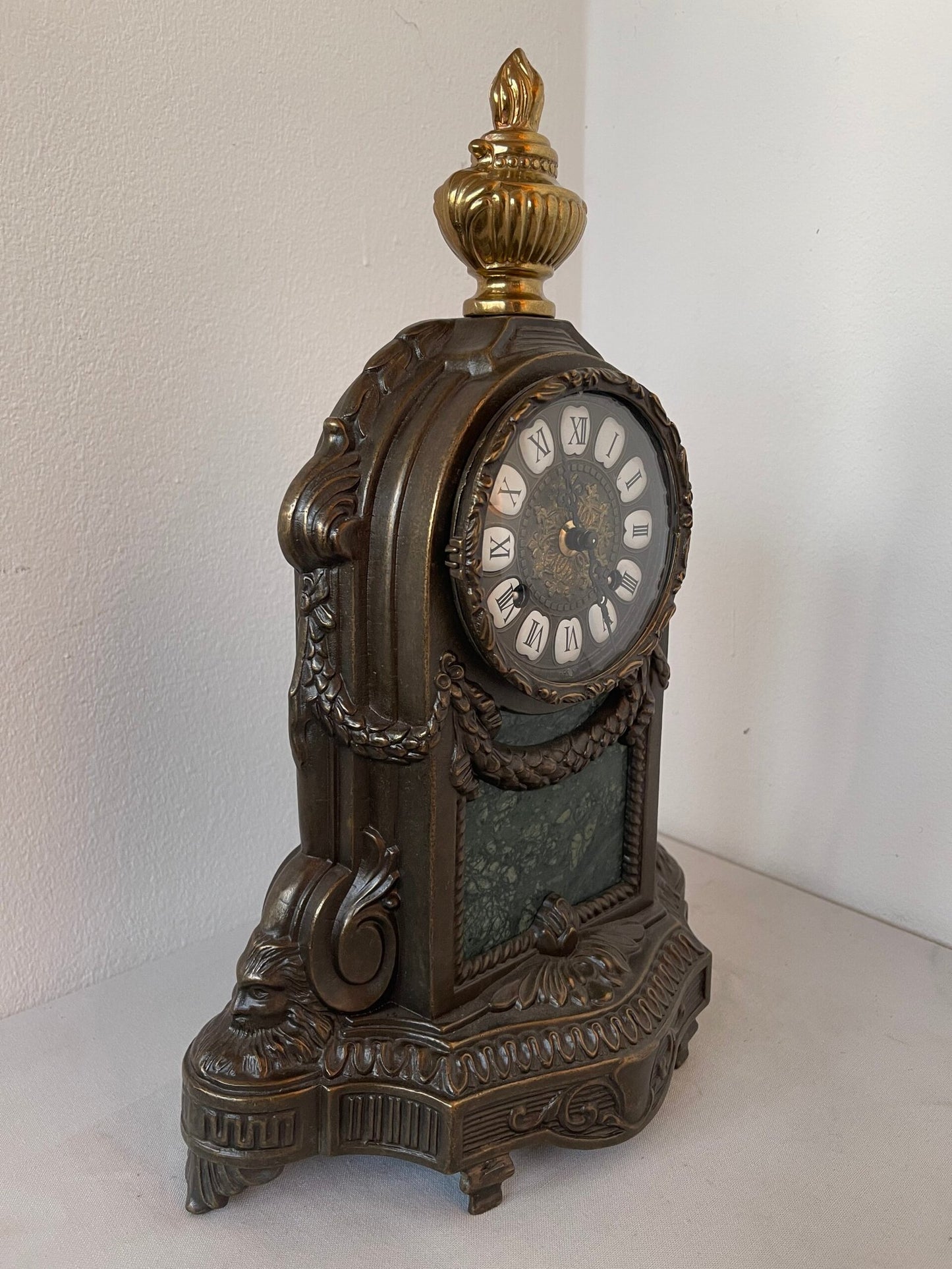 orologio da Camino Antico in Bronzo e Ottone - stile Impero