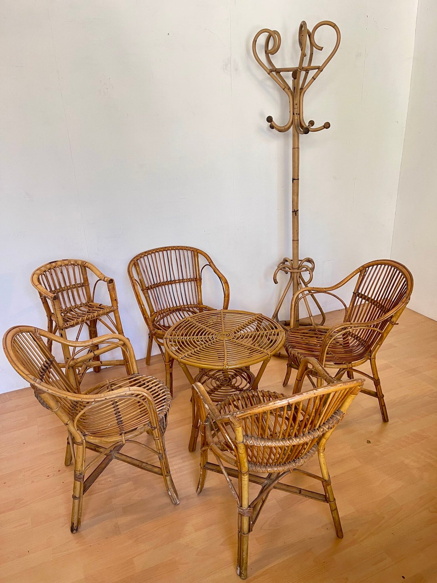 Salotti da esterno in bambu e vimini verniciato stile bonacina