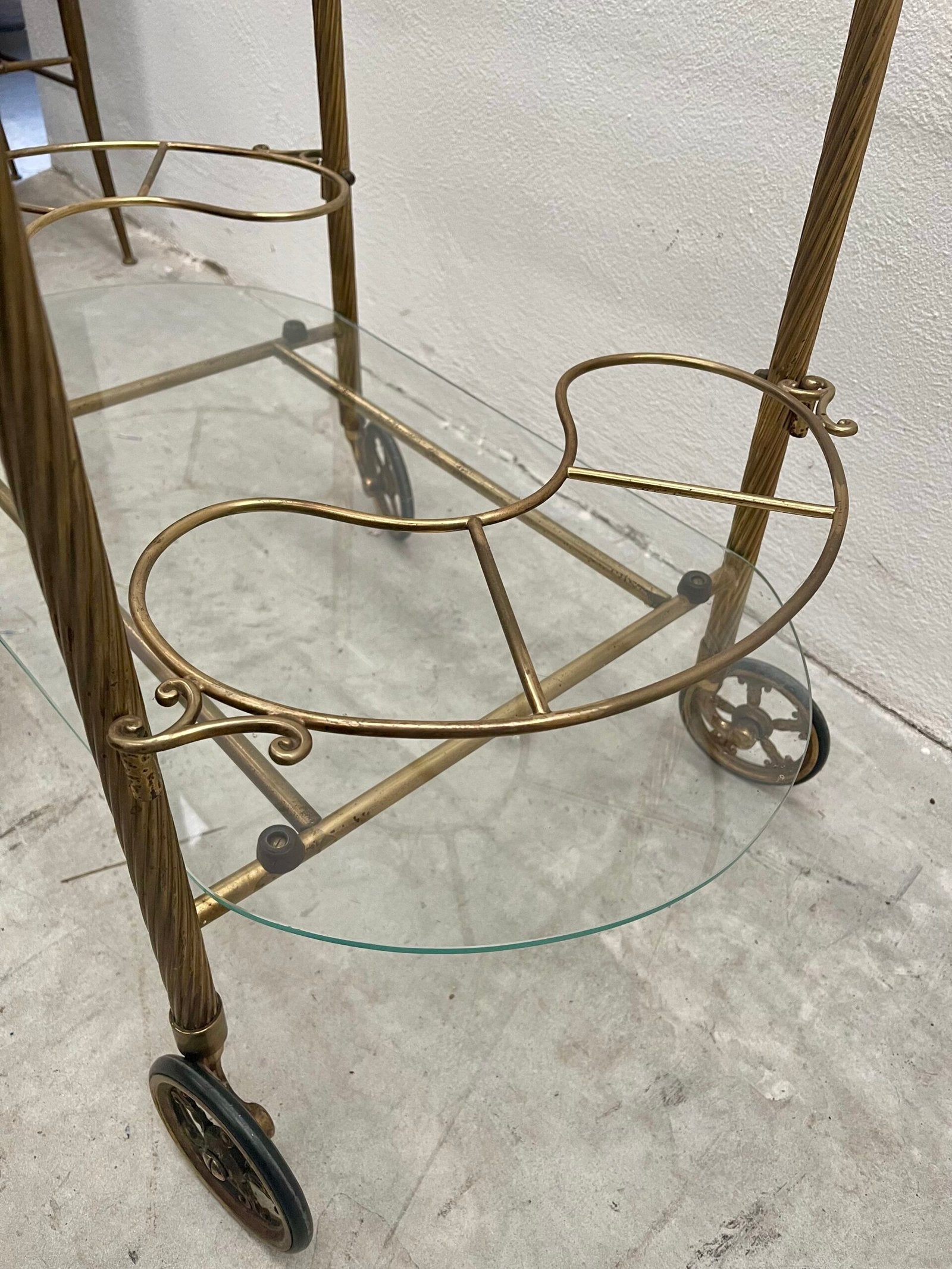 Raro carrello bar in ottone italiano anni '50